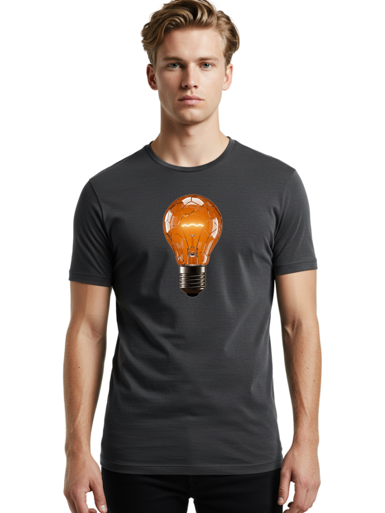 Cracked-Light-Bulb-3 Men'S Graphic Tee, 100% Cotton, Comfortable Casual Summer Wear, Machine Washable, Vintage Camera, Old Camera, Antique Camera, Black Camera, Classic Photography, Photography Equipment, Nostalgic Device, Film Camera, Baf743
