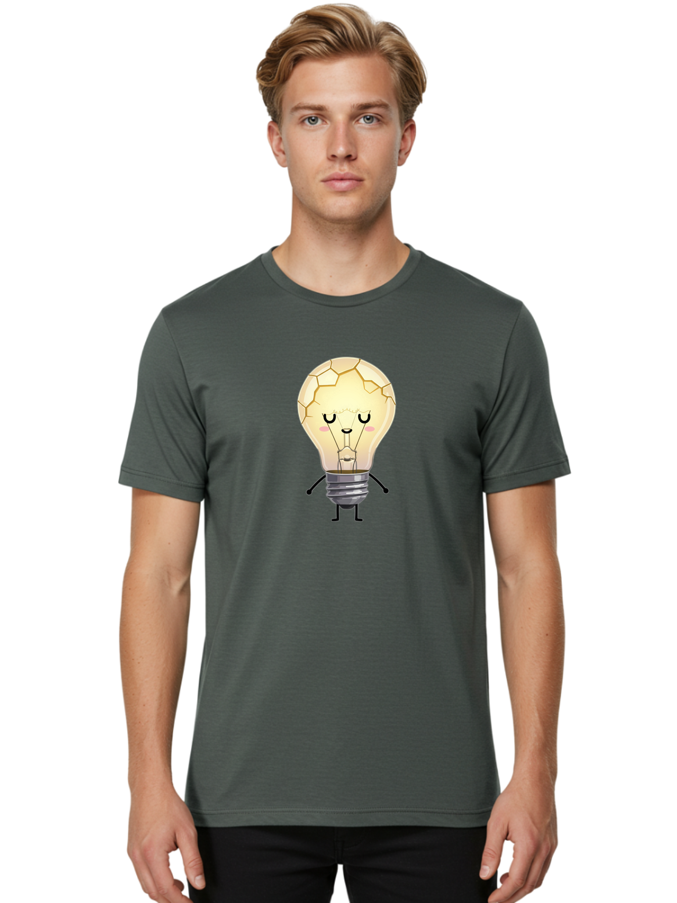 Cracked-Light-Bulb-Character Men'S Graphic Tee, 100% Cotton, Comfortable Casual Summer Wear, Machine Washable, Vintage Camera, Old Camera, Antique Camera, Black Camera, Classic Photography, Photography Equipment, Nostalgic Device, Film Camera, Baf750