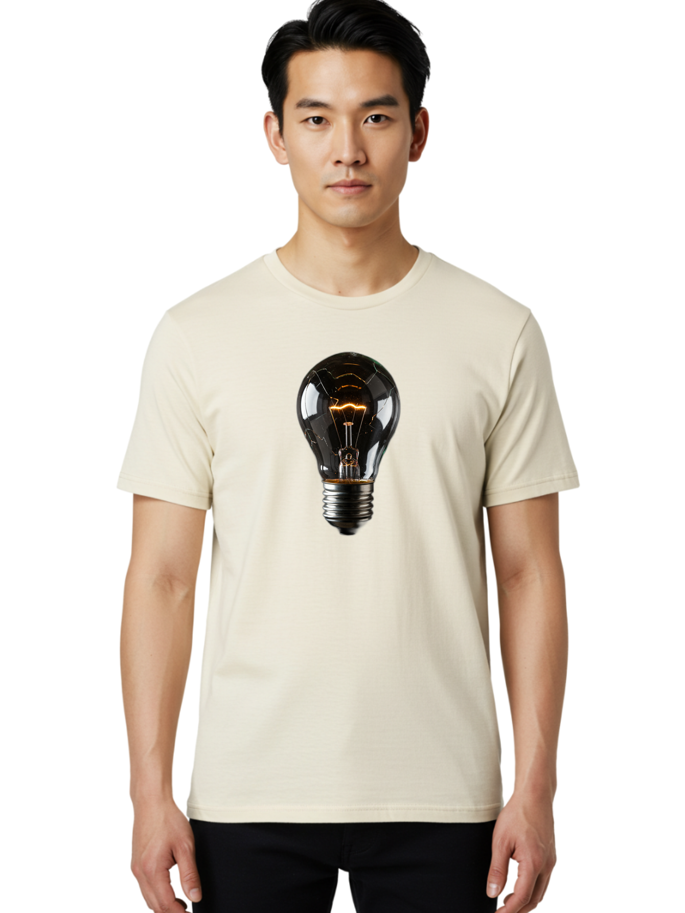 Cracked-Light-Bulb Men'S Graphic Tee, 100% Cotton, Comfortable Casual Summer Wear, Machine Washable, Vintage Camera, Old Camera, Antique Camera, Black Camera, Classic Photography, Photography Equipment, Nostalgic Device, Film Camera, Baf751