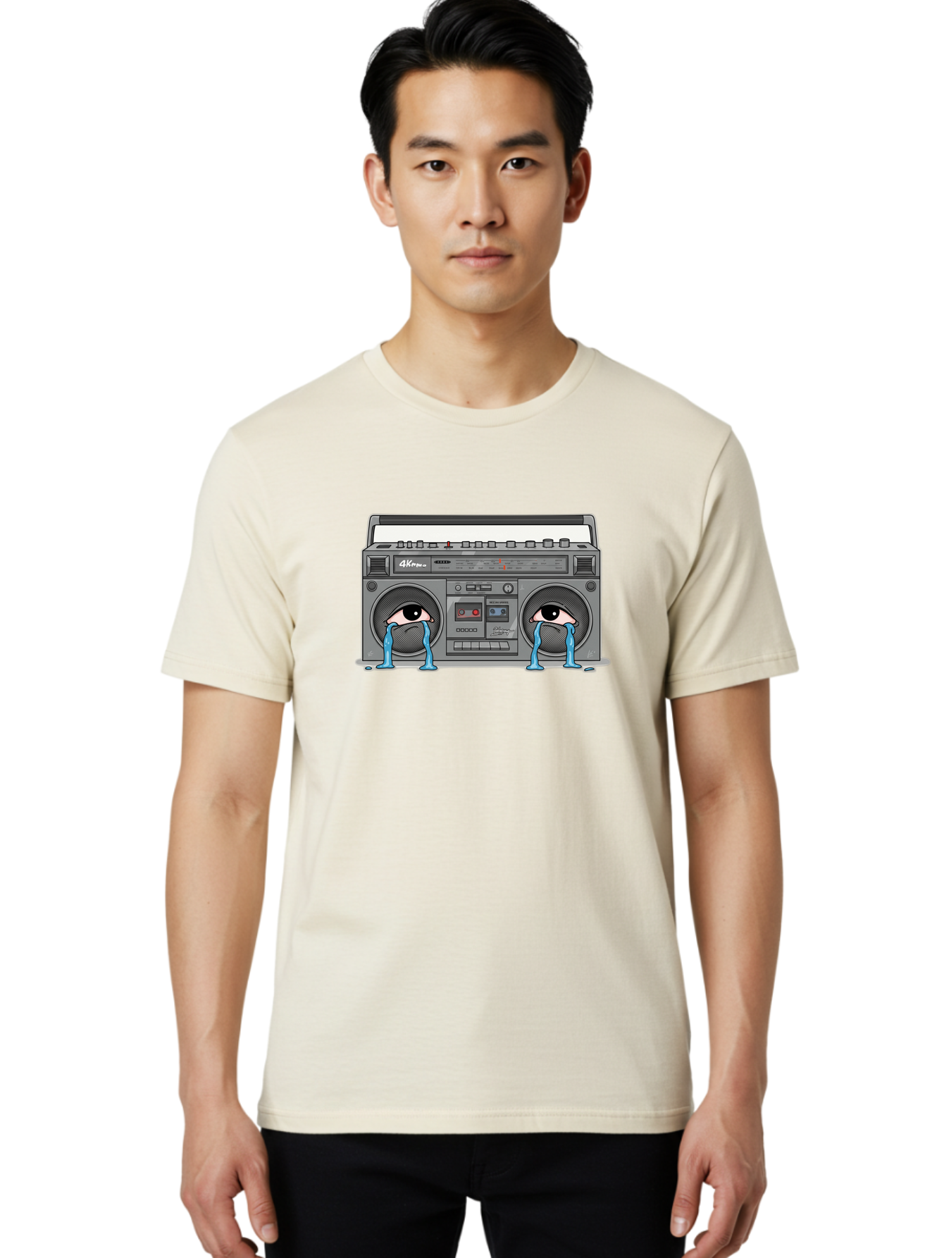 Crying-Boombox Men'S Graphic Tee, 100% Cotton, Comfortable Casual Summer Wear, Machine Washable, Vintage Camera, Old Camera, Antique Camera, Black Camera, Classic Photography, Photography Equipment, Nostalgic Device, Film Camera, Camera Art Baf753