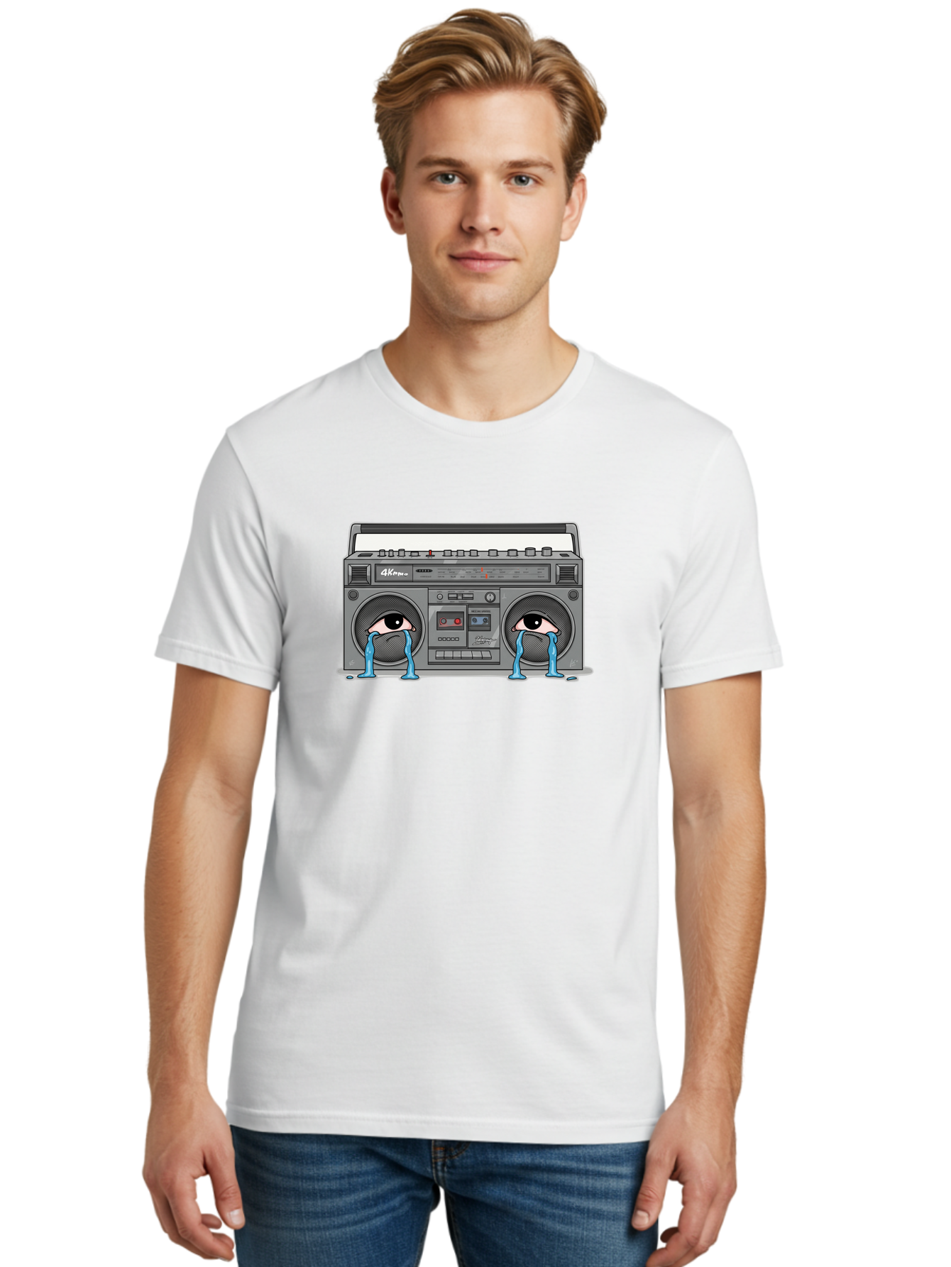 Crying-Boombox Men'S Graphic Tee, 100% Cotton, Comfortable Casual Summer Wear, Machine Washable, Vintage Camera, Old Camera, Antique Camera, Black Camera, Classic Photography, Photography Equipment, Nostalgic Device, Film Camera, Camera Art Baf753