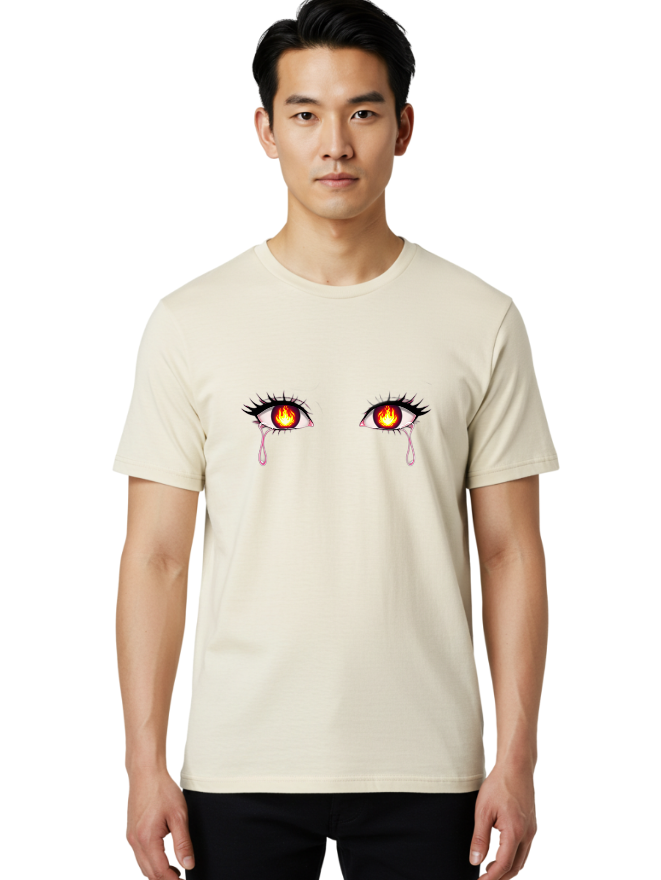 Crying-Eyes-With-Fiery-Iris Men'S Graphic Tee, 100% Cotton, Comfortable Casual Summer Wear, Machine Washable, Vintage Camera, Old Camera, Antique Camera, Black Camera, Classic Photography, Photography Equipment, Nostalgic Device, Film Camera, Baf765