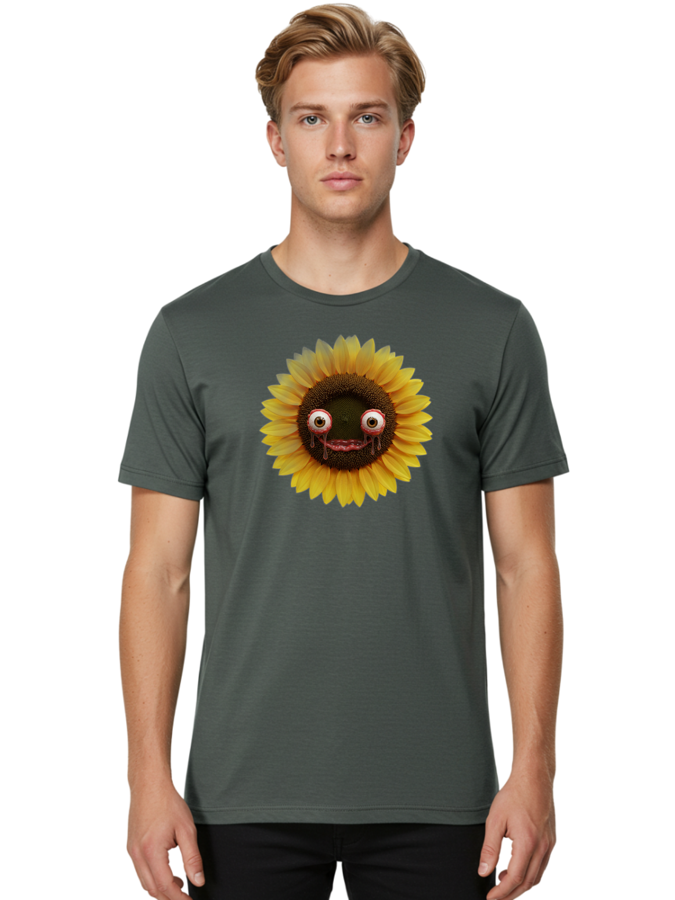 Crying-Sunflower-1 Men'S Graphic Tee, 100% Cotton, Comfortable Casual Summer Wear, Machine Washable, Vintage Camera, Old Camera, Antique Camera, Black Camera, Classic Photography, Photography Equipment, Nostalgic Device, Film Camera, Baf772