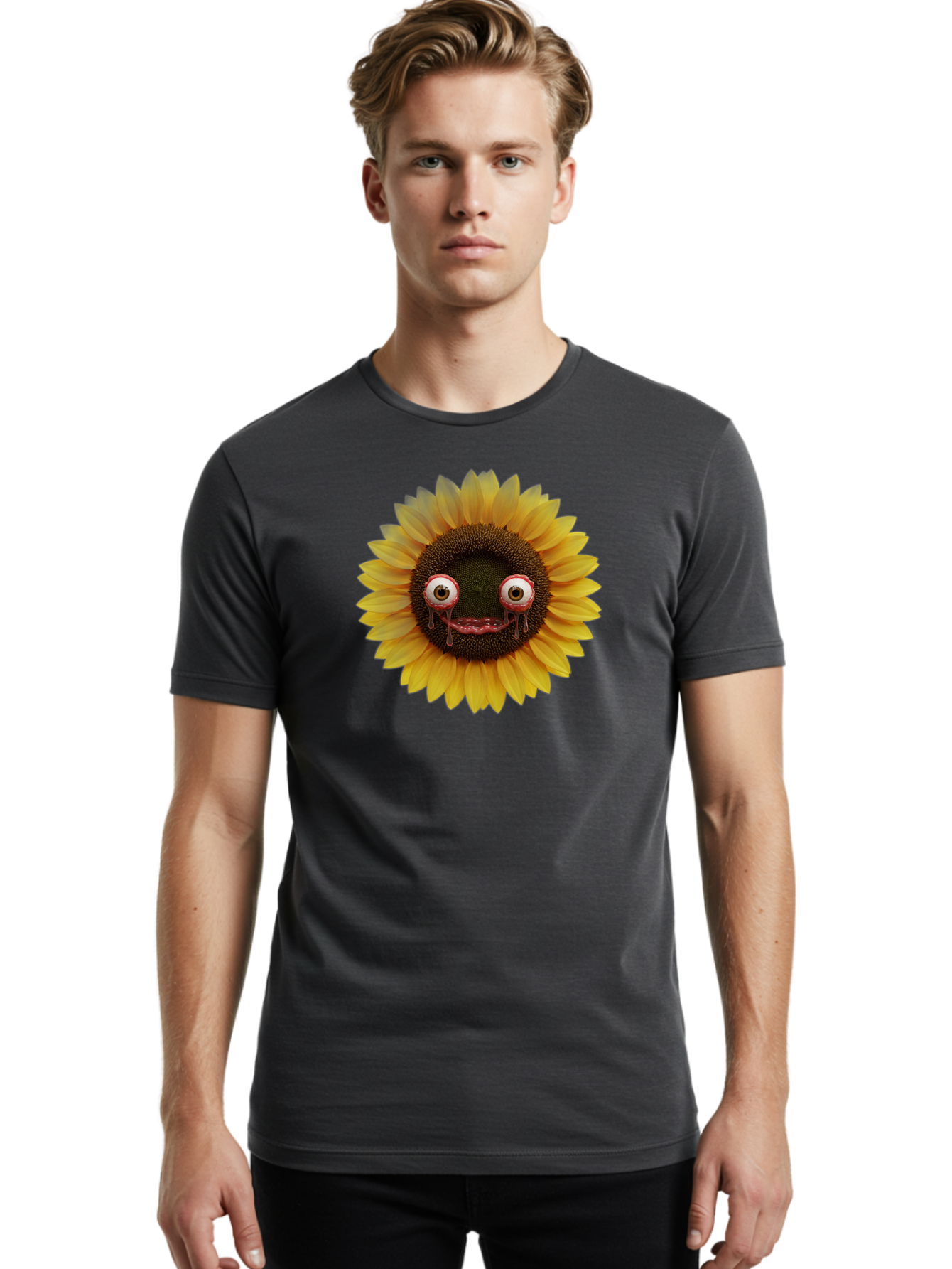 Crying-Sunflower-1 Men'S Graphic Tee, 100% Cotton, Comfortable Casual Summer Wear, Machine Washable, Vintage Camera, Old Camera, Antique Camera, Black Camera, Classic Photography, Photography Equipment, Nostalgic Device, Film Camera, Baf772