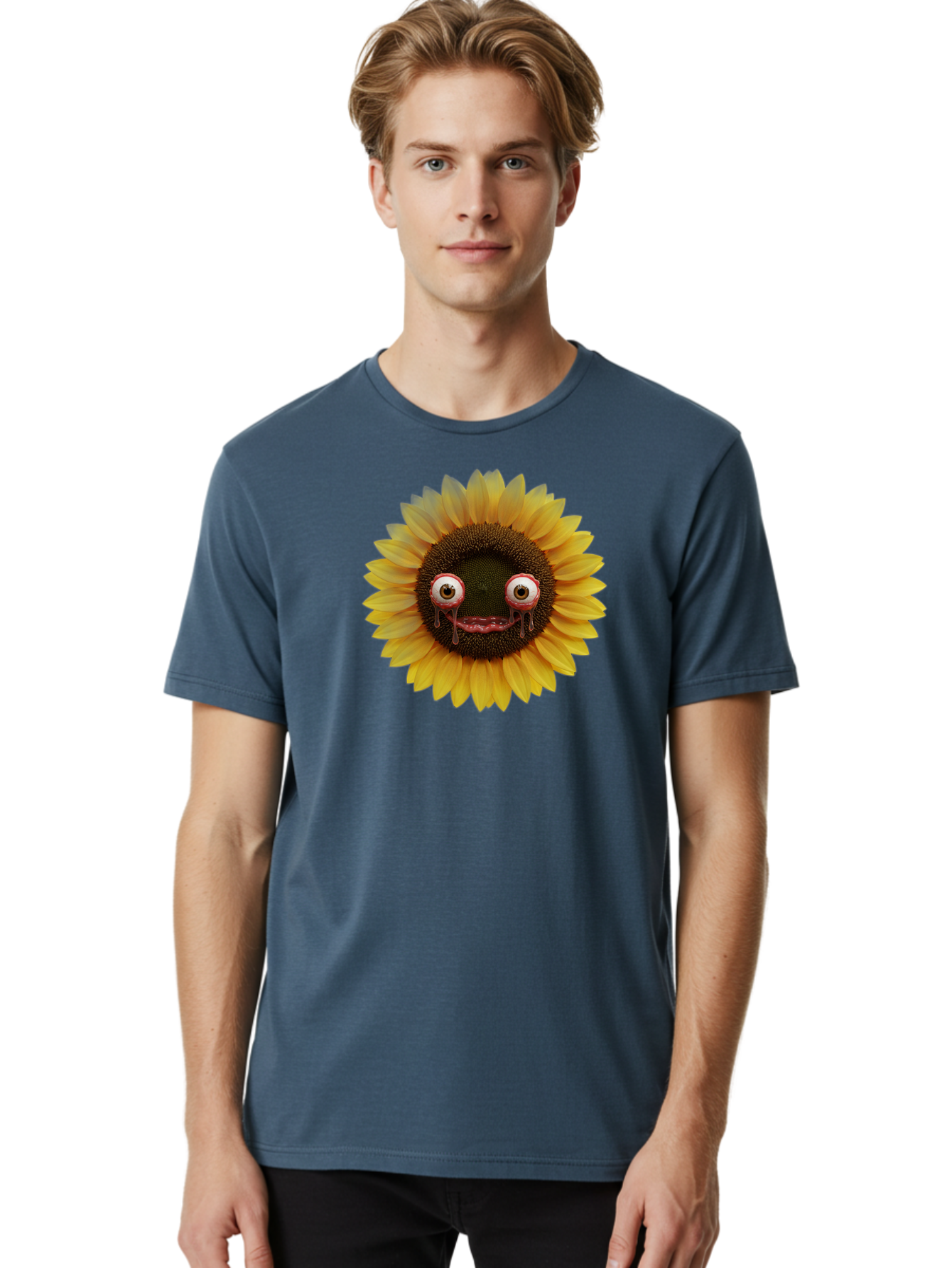 Crying-Sunflower-1 Men'S Graphic Tee, 100% Cotton, Comfortable Casual Summer Wear, Machine Washable, Vintage Camera, Old Camera, Antique Camera, Black Camera, Classic Photography, Photography Equipment, Nostalgic Device, Film Camera, Baf772
