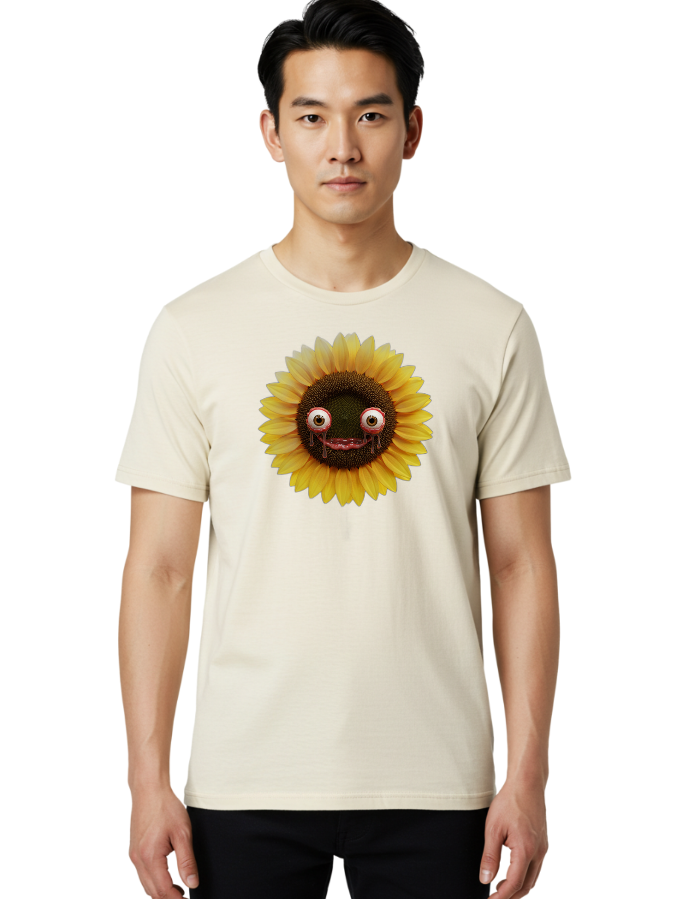 Crying-Sunflower-1 Men'S Graphic Tee, 100% Cotton, Comfortable Casual Summer Wear, Machine Washable, Vintage Camera, Old Camera, Antique Camera, Black Camera, Classic Photography, Photography Equipment, Nostalgic Device, Film Camera, Baf772
