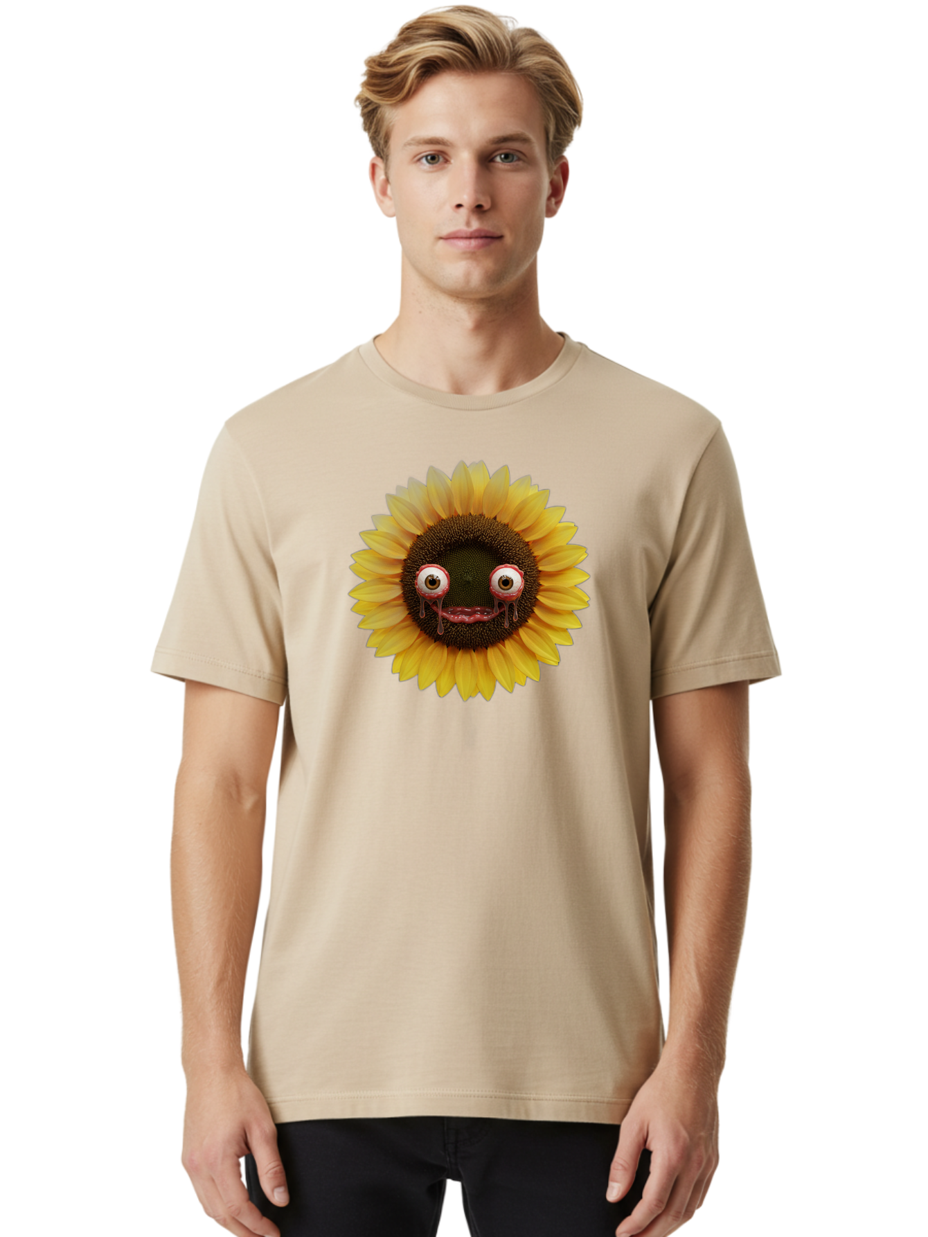 Crying-Sunflower-1 Men'S Graphic Tee, 100% Cotton, Comfortable Casual Summer Wear, Machine Washable, Vintage Camera, Old Camera, Antique Camera, Black Camera, Classic Photography, Photography Equipment, Nostalgic Device, Film Camera, Baf772