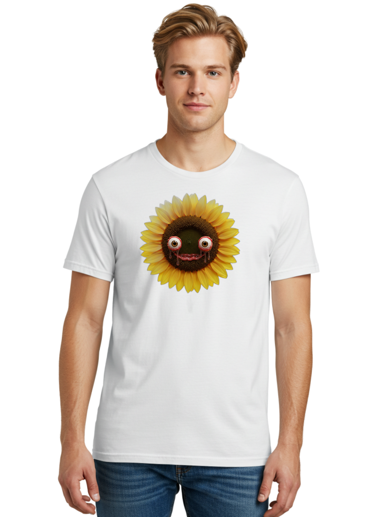 Crying-Sunflower-1 Men'S Graphic Tee, 100% Cotton, Comfortable Casual Summer Wear, Machine Washable, Vintage Camera, Old Camera, Antique Camera, Black Camera, Classic Photography, Photography Equipment, Nostalgic Device, Film Camera, Baf772