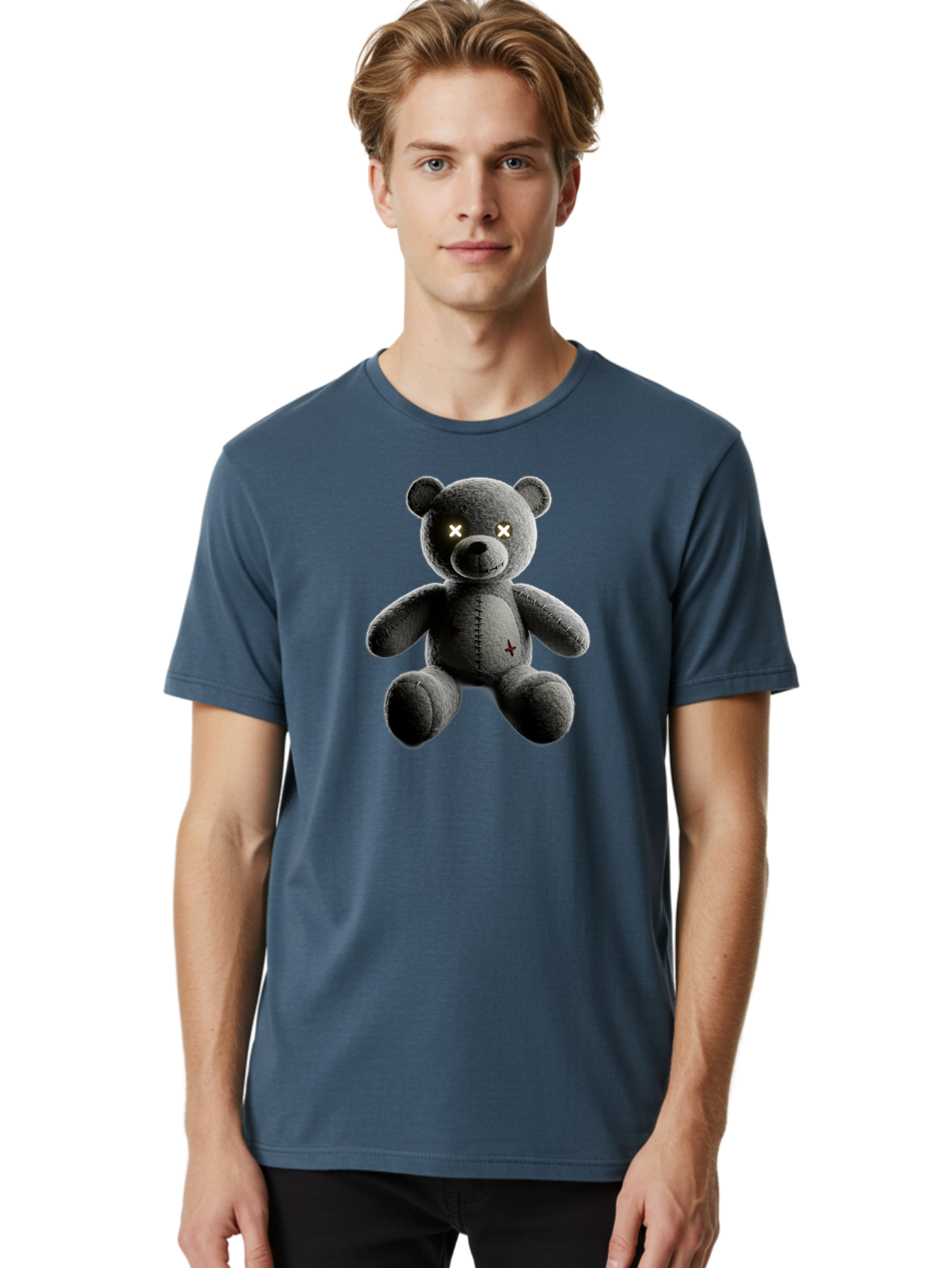 Cursed-Black-Teddy-Bear Men'S Graphic Tee, 100% Cotton, Comfortable Casual Summer Wear, Machine Washable, Vintage Camera, Old Camera, Antique Camera, Black Camera, Classic Photography, Photography Equipment, Nostalgic Device, Film Camera, Baf774