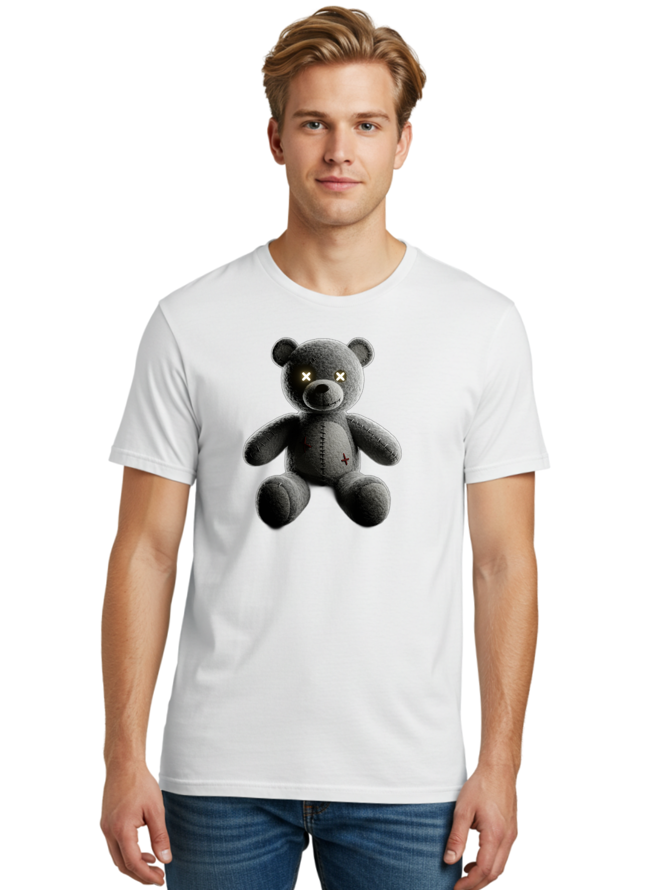 Cursed-Black-Teddy-Bear Men'S Graphic Tee, 100% Cotton, Comfortable Casual Summer Wear, Machine Washable, Vintage Camera, Old Camera, Antique Camera, Black Camera, Classic Photography, Photography Equipment, Nostalgic Device, Film Camera, Baf774
