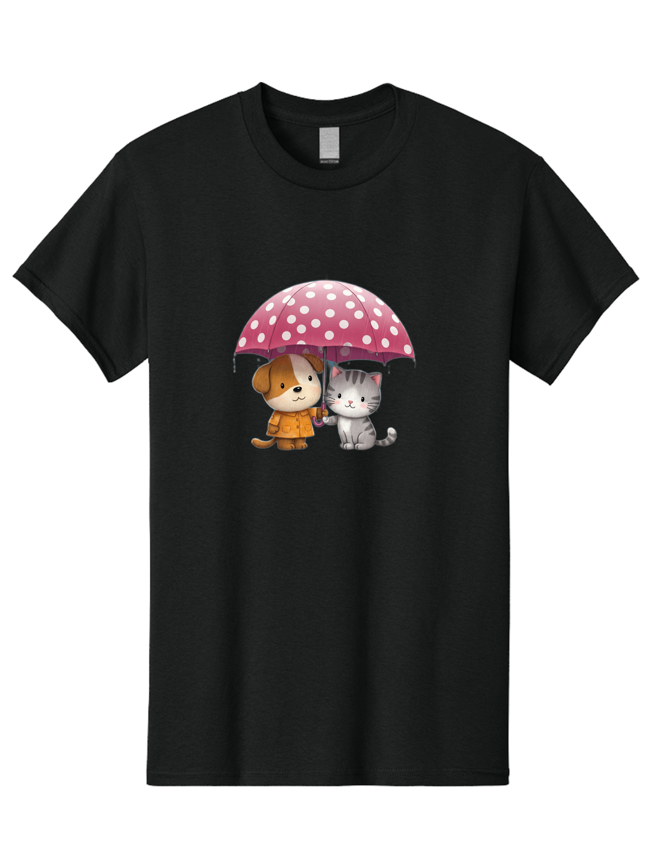 Dog-And-Cat-Under-Polka-Dot-Umbrella Men'S Graphic Tee, 100% Cotton, Comfortable Casual Summer Wear, Machine Washable, Vintage Camera, Old Camera, Antique Camera, Black Camera, Classic Photography, Photography Equipment, Nostalgic Device, Baf797