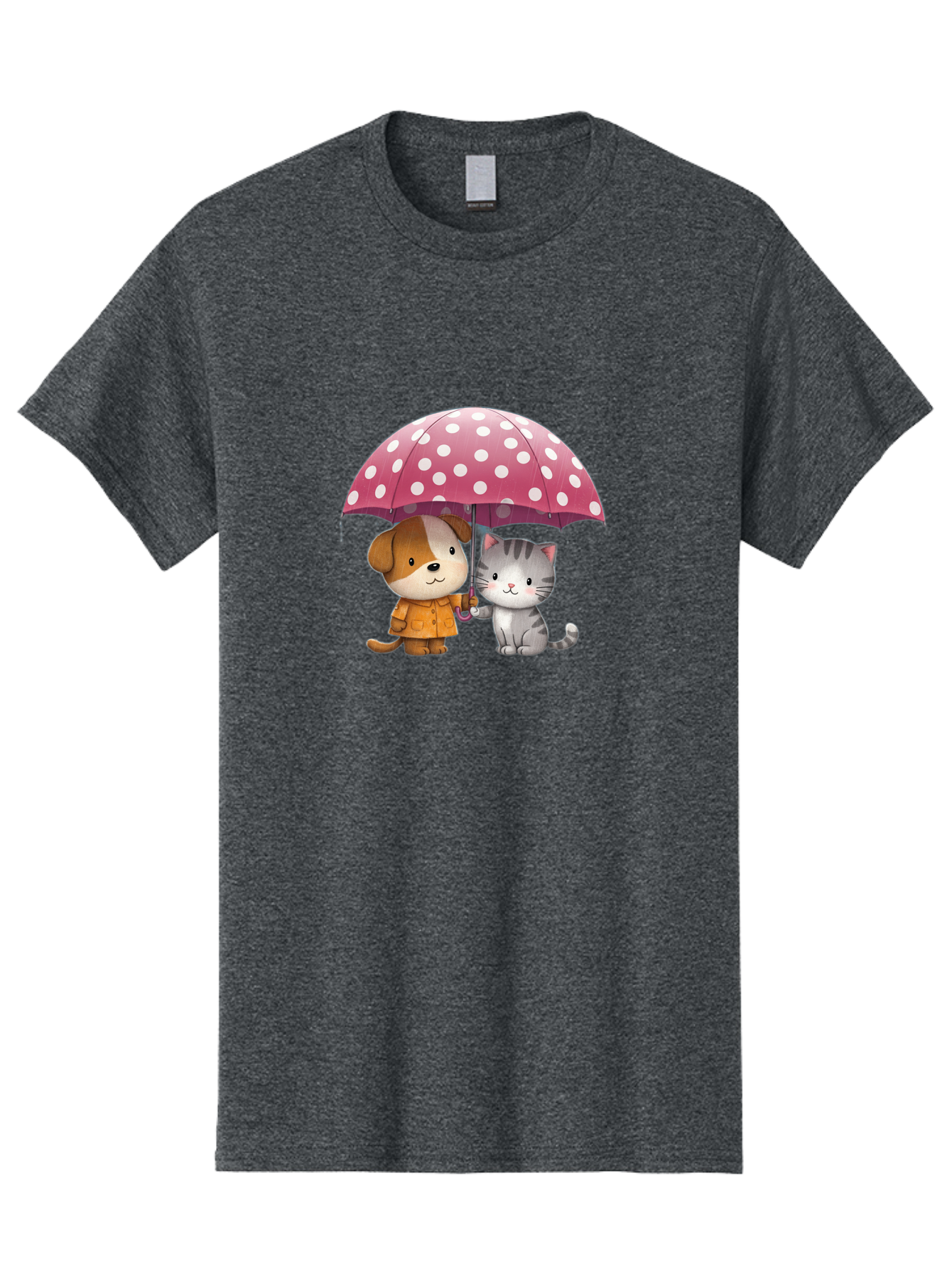 Dog-And-Cat-Under-Polka-Dot-Umbrella Men'S Graphic Tee, 100% Cotton, Comfortable Casual Summer Wear, Machine Washable, Vintage Camera, Old Camera, Antique Camera, Black Camera, Classic Photography, Photography Equipment, Nostalgic Device, Baf797