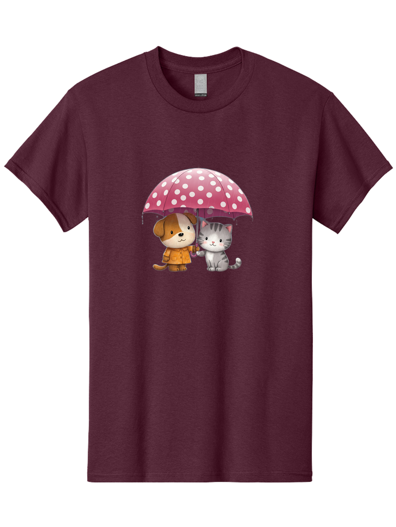 Dog-And-Cat-Under-Polka-Dot-Umbrella Men'S Graphic Tee, 100% Cotton, Comfortable Casual Summer Wear, Machine Washable, Vintage Camera, Old Camera, Antique Camera, Black Camera, Classic Photography, Photography Equipment, Nostalgic Device, Baf797