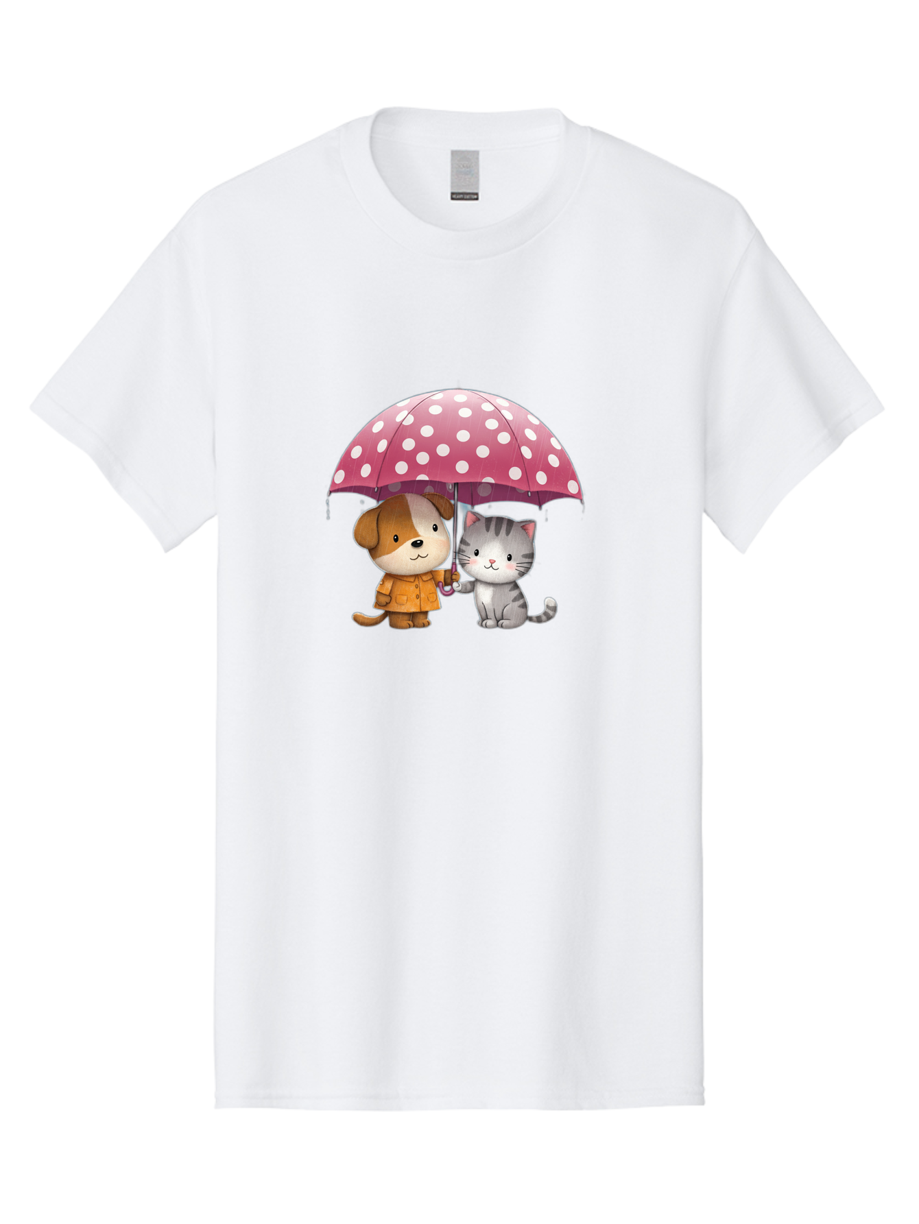 Dog-And-Cat-Under-Polka-Dot-Umbrella Men'S Graphic Tee, 100% Cotton, Comfortable Casual Summer Wear, Machine Washable, Vintage Camera, Old Camera, Antique Camera, Black Camera, Classic Photography, Photography Equipment, Nostalgic Device, Baf797