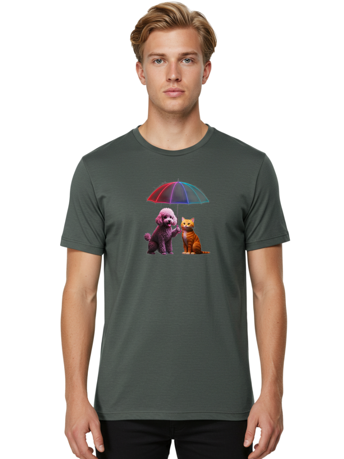 Dog-And-Cat-Under-Umbrella Men'S Graphic Tee, 100% Cotton, Comfortable Casual Summer Wear, Machine Washable, Vintage Camera, Old Camera, Antique Camera, Black Camera, Classic Photography, Photography Equipment, Nostalgic Device, Film Camera, Baf798