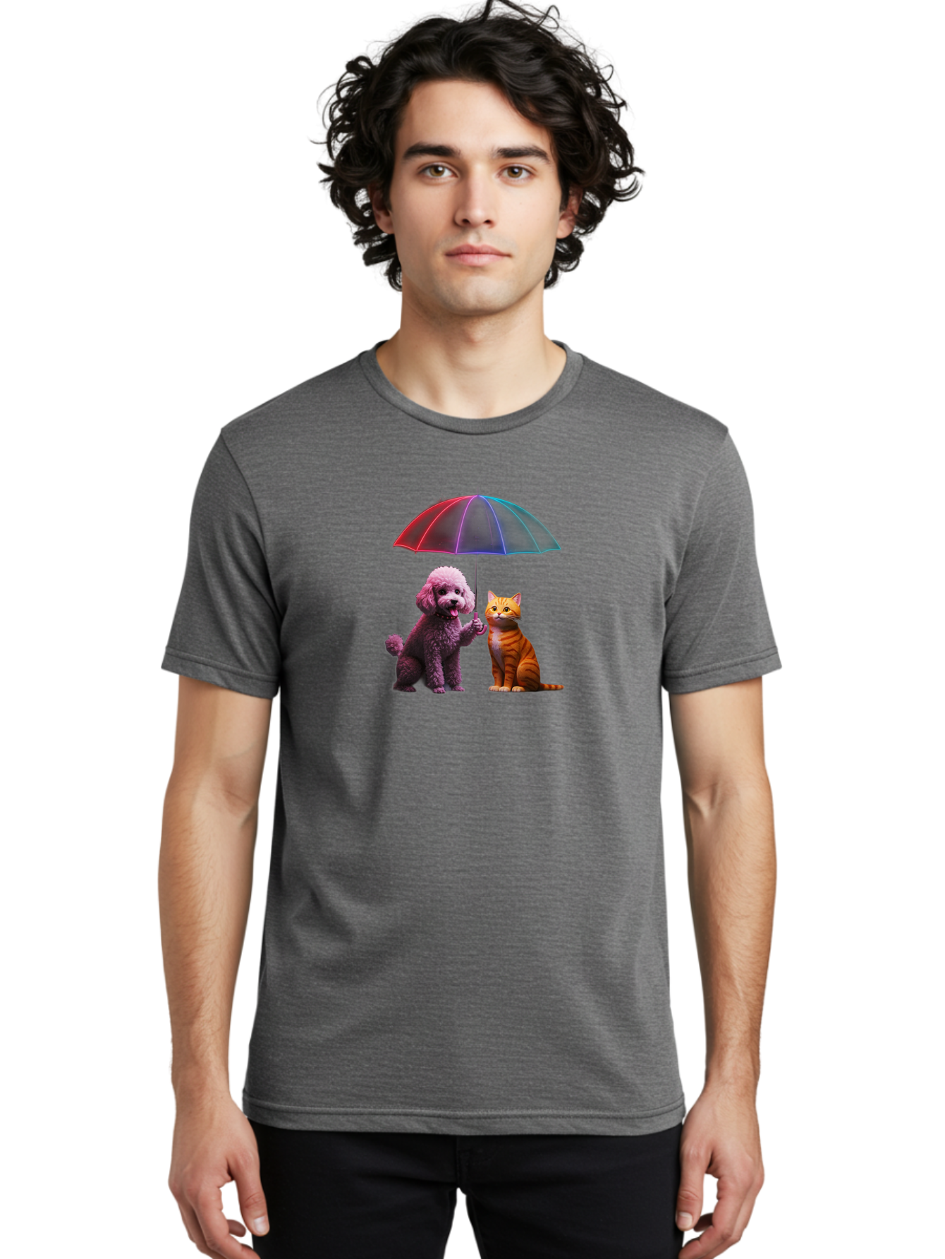 Dog-And-Cat-Under-Umbrella Men'S Graphic Tee, 100% Cotton, Comfortable Casual Summer Wear, Machine Washable, Vintage Camera, Old Camera, Antique Camera, Black Camera, Classic Photography, Photography Equipment, Nostalgic Device, Film Camera, Baf798