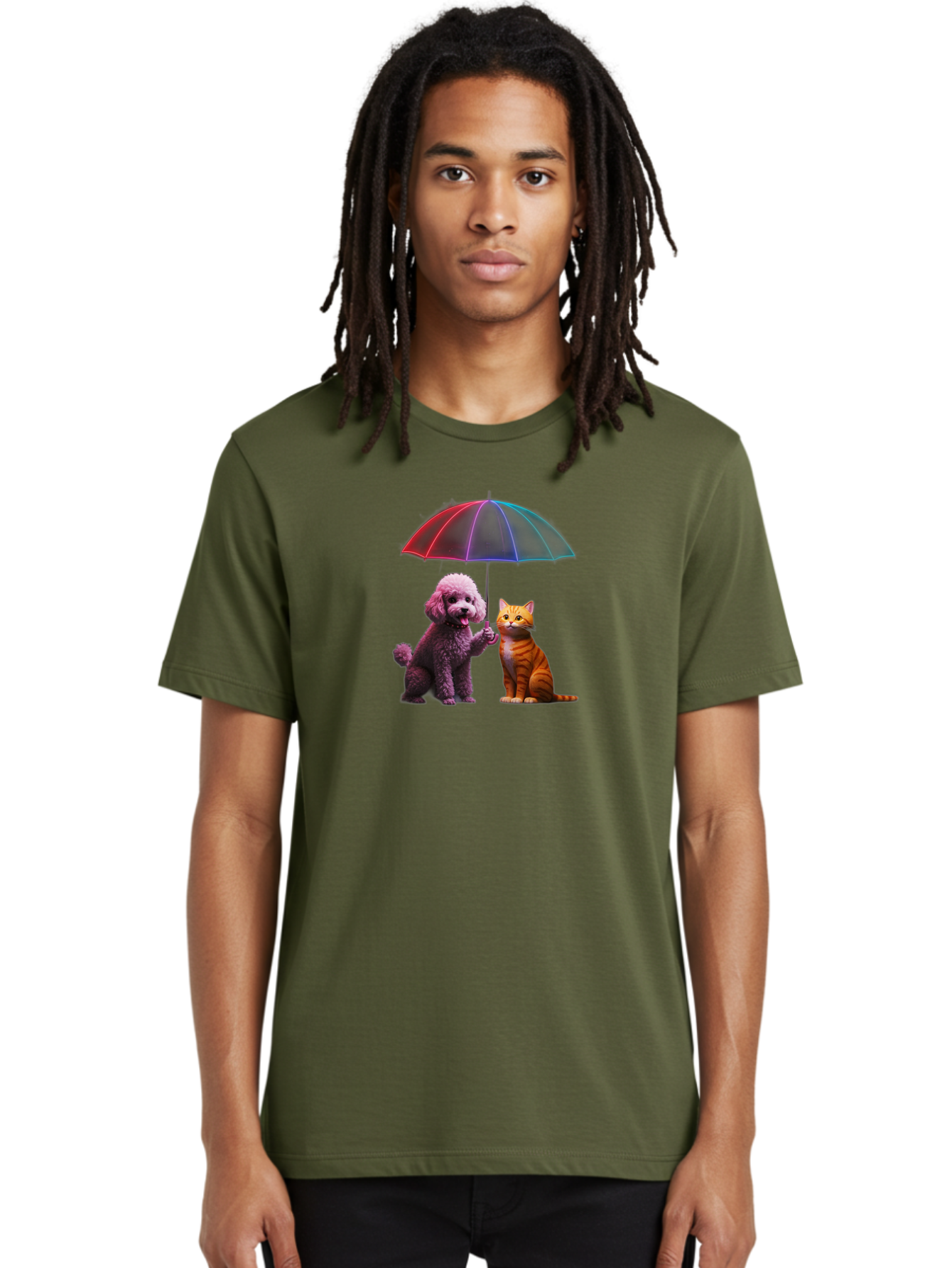 Dog-And-Cat-Under-Umbrella Men'S Graphic Tee, 100% Cotton, Comfortable Casual Summer Wear, Machine Washable, Vintage Camera, Old Camera, Antique Camera, Black Camera, Classic Photography, Photography Equipment, Nostalgic Device, Film Camera, Baf798