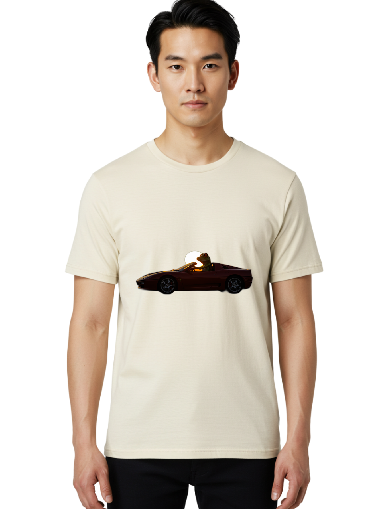 Ferrari-Convertible Men'S Graphic Tee, 100% Cotton, Comfortable Casual Summer Wear, Machine Washable, Vintage Camera, Old Camera, Antique Camera, Black Camera, Classic Photography, Photography Equipment, Nostalgic Device, Film Camera, Baf804