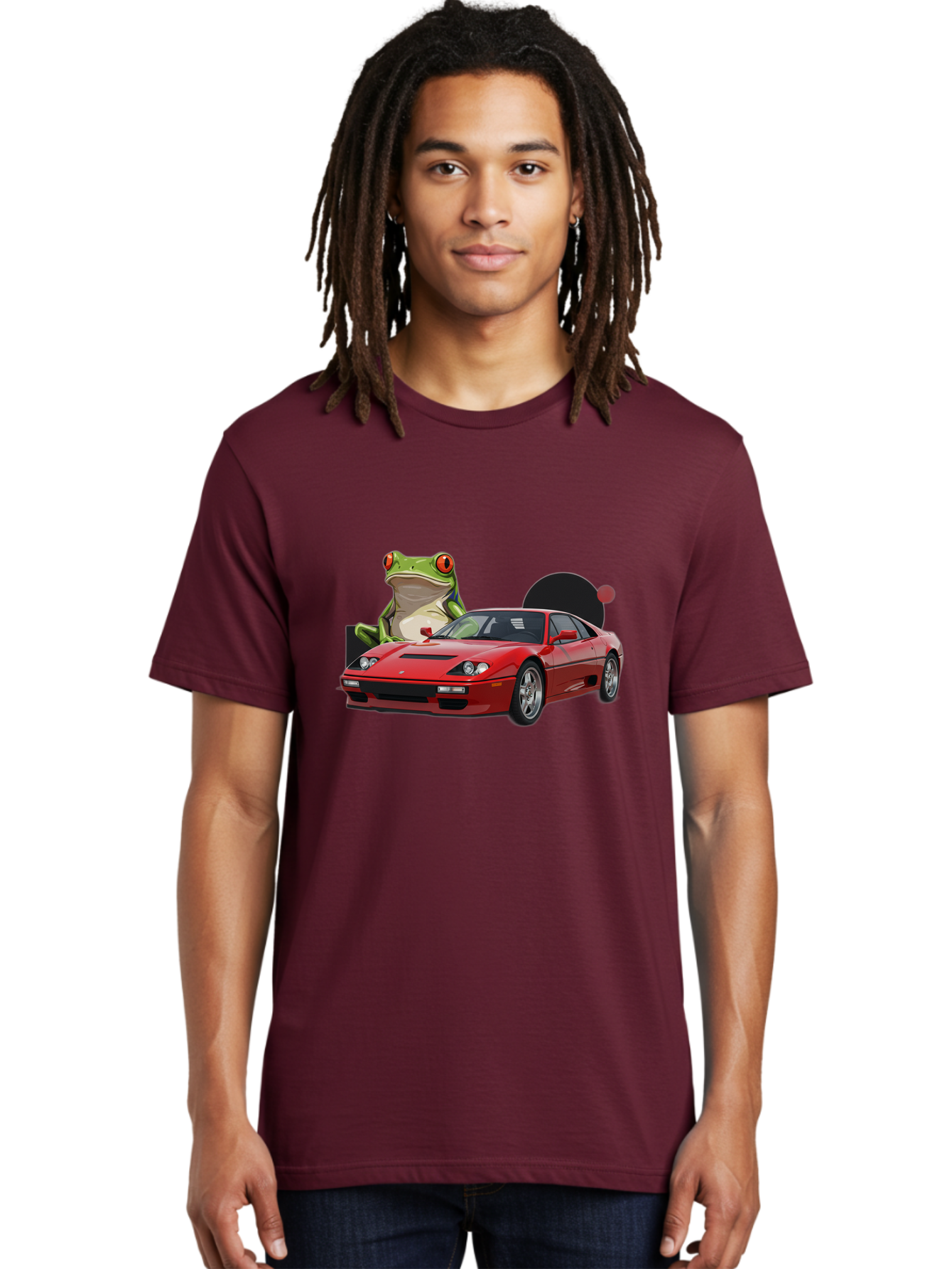 Ferrari-With-Frog-1 Men'S Graphic Tee, 100% Cotton, Comfortable Casual Summer Wear, Machine Washable, Vintage Camera, Old Camera, Antique Camera, Black Camera, Classic Photography, Photography Equipment, Nostalgic Device, Film Camera, Baf805