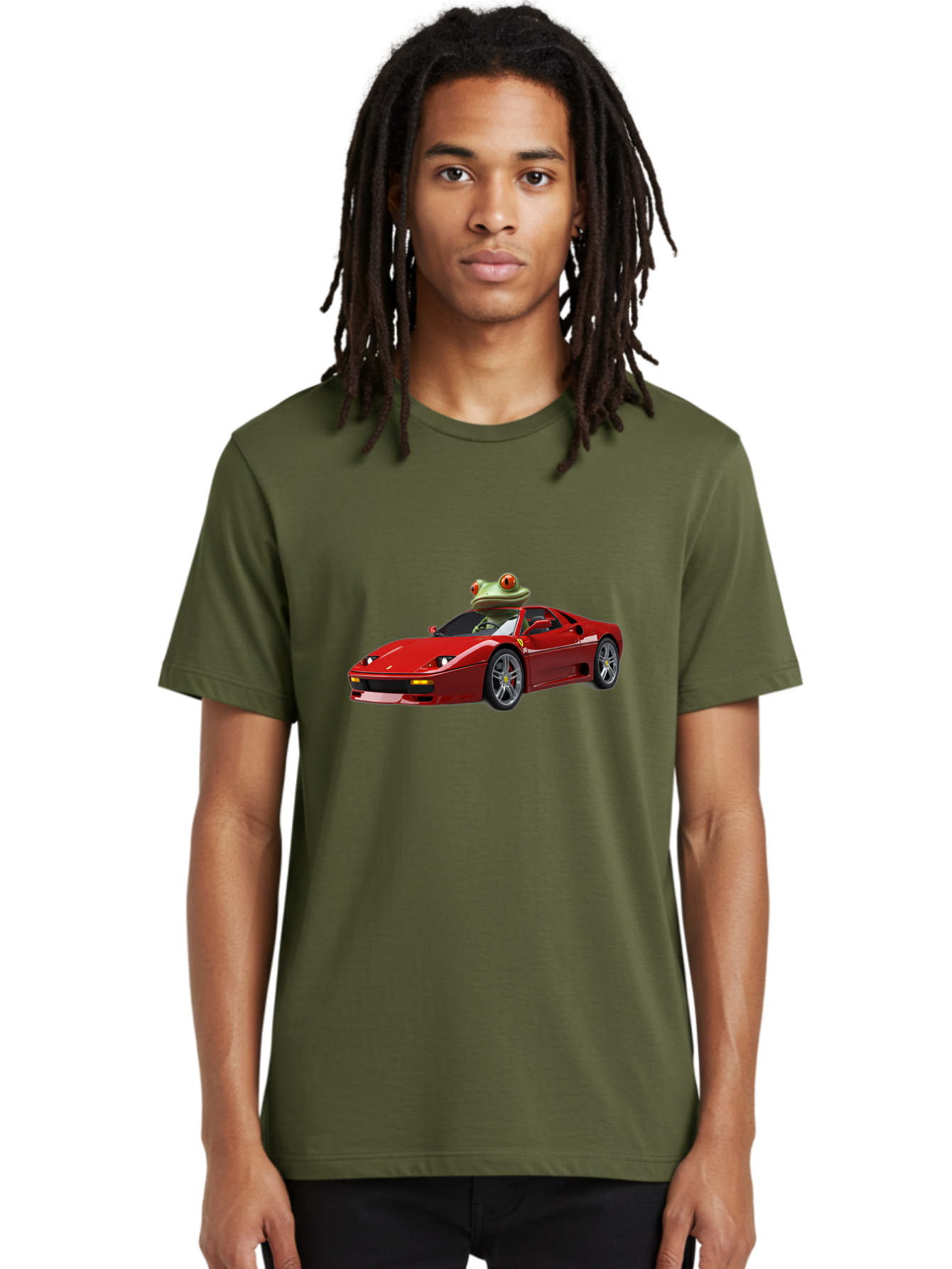 Ferrari-With-Frog-2 Men'S Graphic Tee, 100% Cotton, Comfortable Casual Summer Wear, Machine Washable, Vintage Camera, Old Camera, Antique Camera, Black Camera, Classic Photography, Photography Equipment, Nostalgic Device, Film Camera, Baf806