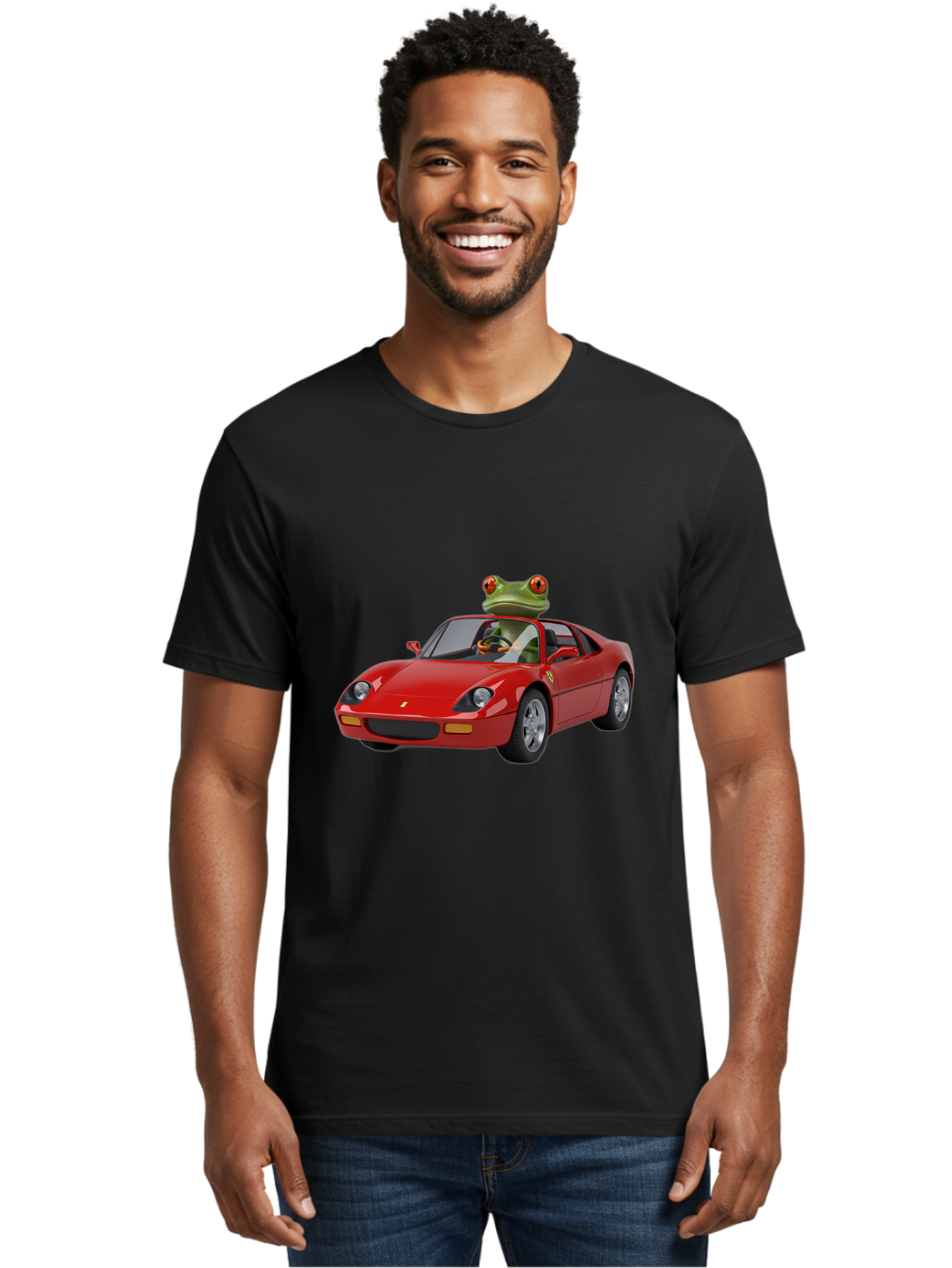 Ferrari-With-Frog Men'S Graphic Tee, 100% Cotton, Comfortable Casual Summer Wear, Machine Washable, Vintage Camera, Old Camera, Antique Camera, Black Camera, Classic Photography, Photography Equipment, Nostalgic Device, Film Camera, Camera Art Baf807