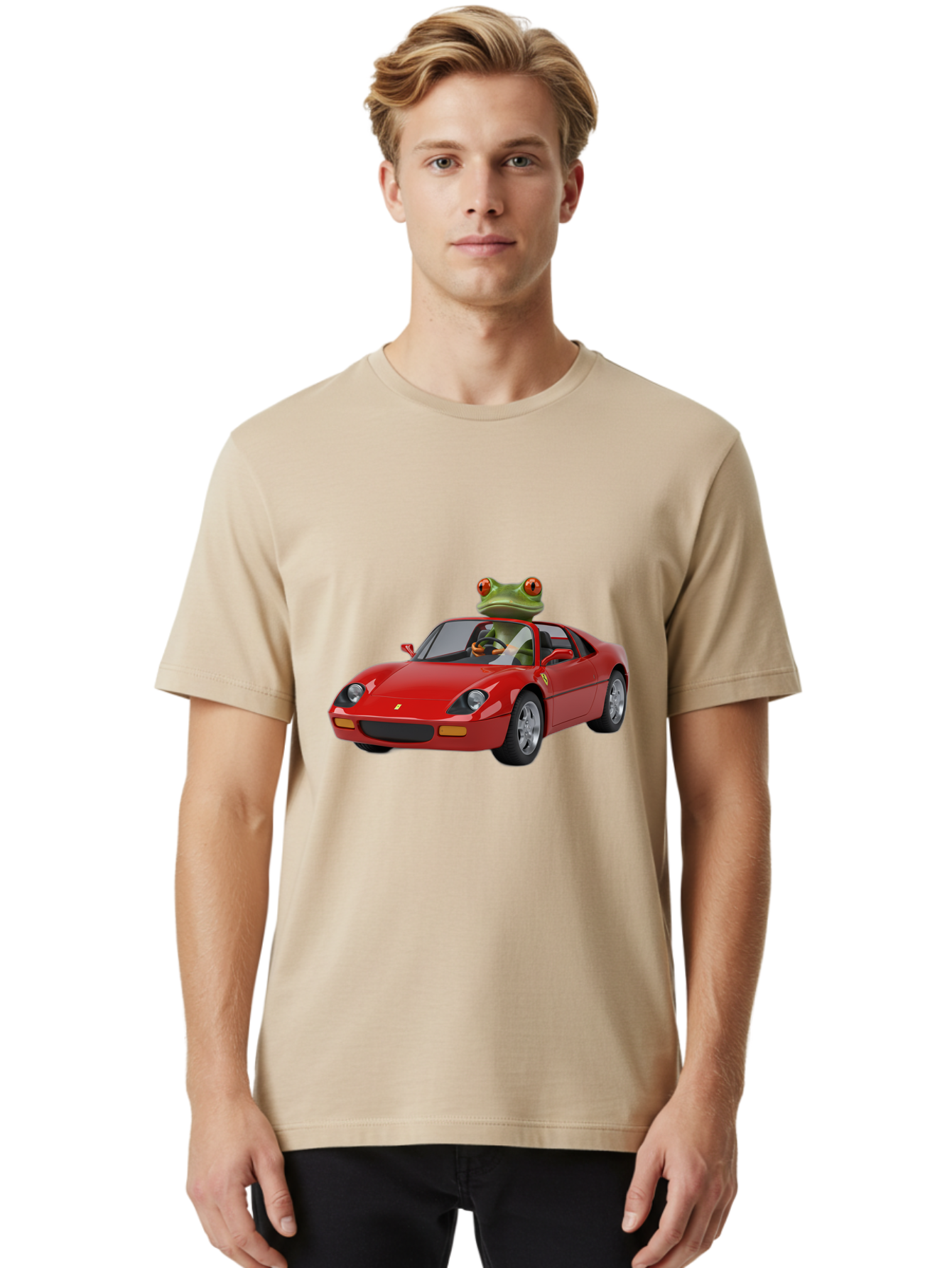 Ferrari-With-Frog Men'S Graphic Tee, 100% Cotton, Comfortable Casual Summer Wear, Machine Washable, Vintage Camera, Old Camera, Antique Camera, Black Camera, Classic Photography, Photography Equipment, Nostalgic Device, Film Camera, Camera Art Baf807