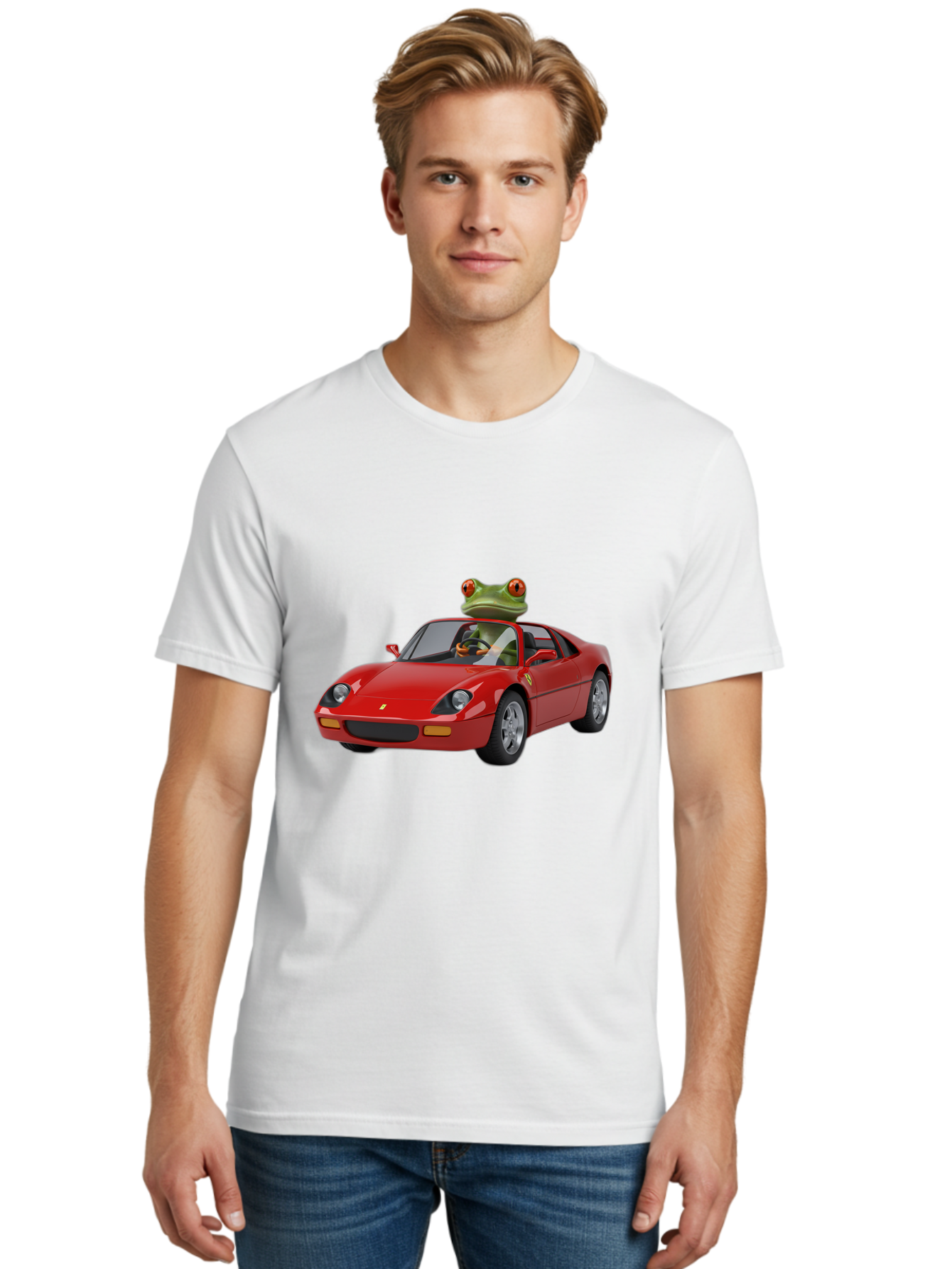 Ferrari-With-Frog Men'S Graphic Tee, 100% Cotton, Comfortable Casual Summer Wear, Machine Washable, Vintage Camera, Old Camera, Antique Camera, Black Camera, Classic Photography, Photography Equipment, Nostalgic Device, Film Camera, Camera Art Baf807