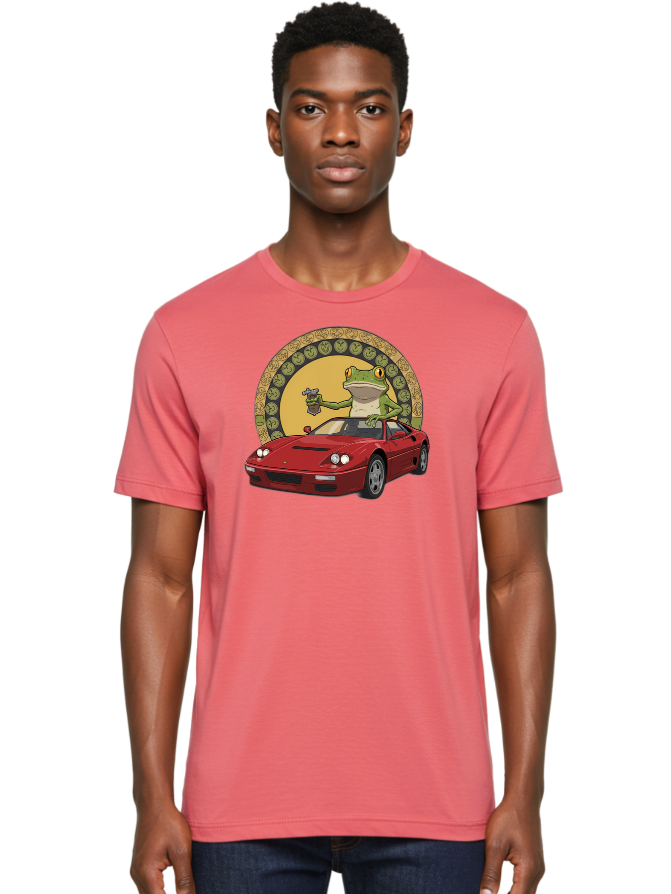 Frog-Driving-Ferrari-1 Men'S Graphic Tee, 100% Cotton, Comfortable Casual Summer Wear, Machine Washable, Vintage Camera, Old Camera, Antique Camera, Black Camera, Classic Photography, Photography Equipment, Nostalgic Device, Film Camera, Baf820