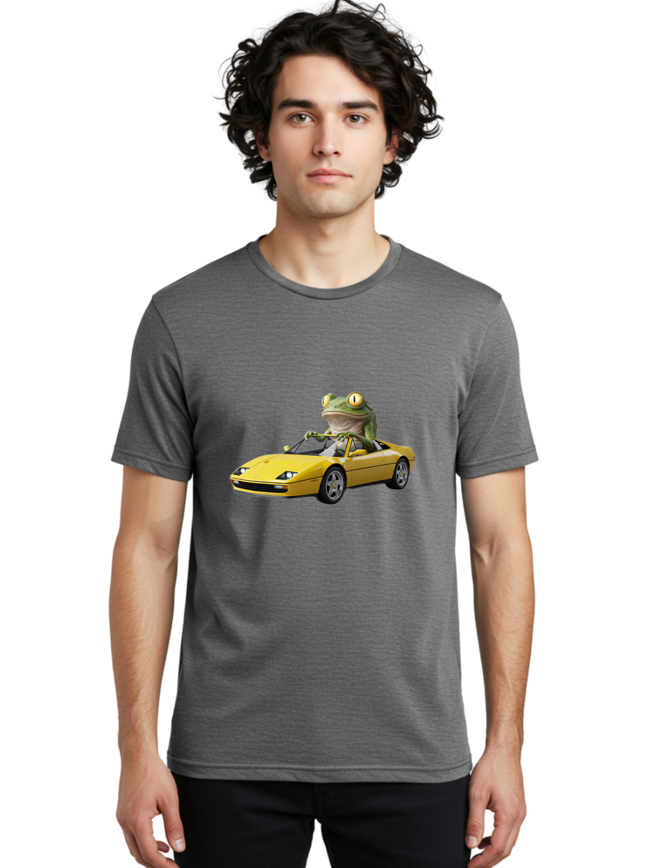 Frog-Driving-Yellow-Ferrari Men'S Graphic Tee, 100% Cotton, Comfortable Casual Summer Wear, Machine Washable, Vintage Camera, Old Camera, Antique Camera, Black Camera, Classic Photography, Photography Equipment, Nostalgic Device, Film Camera, Baf823