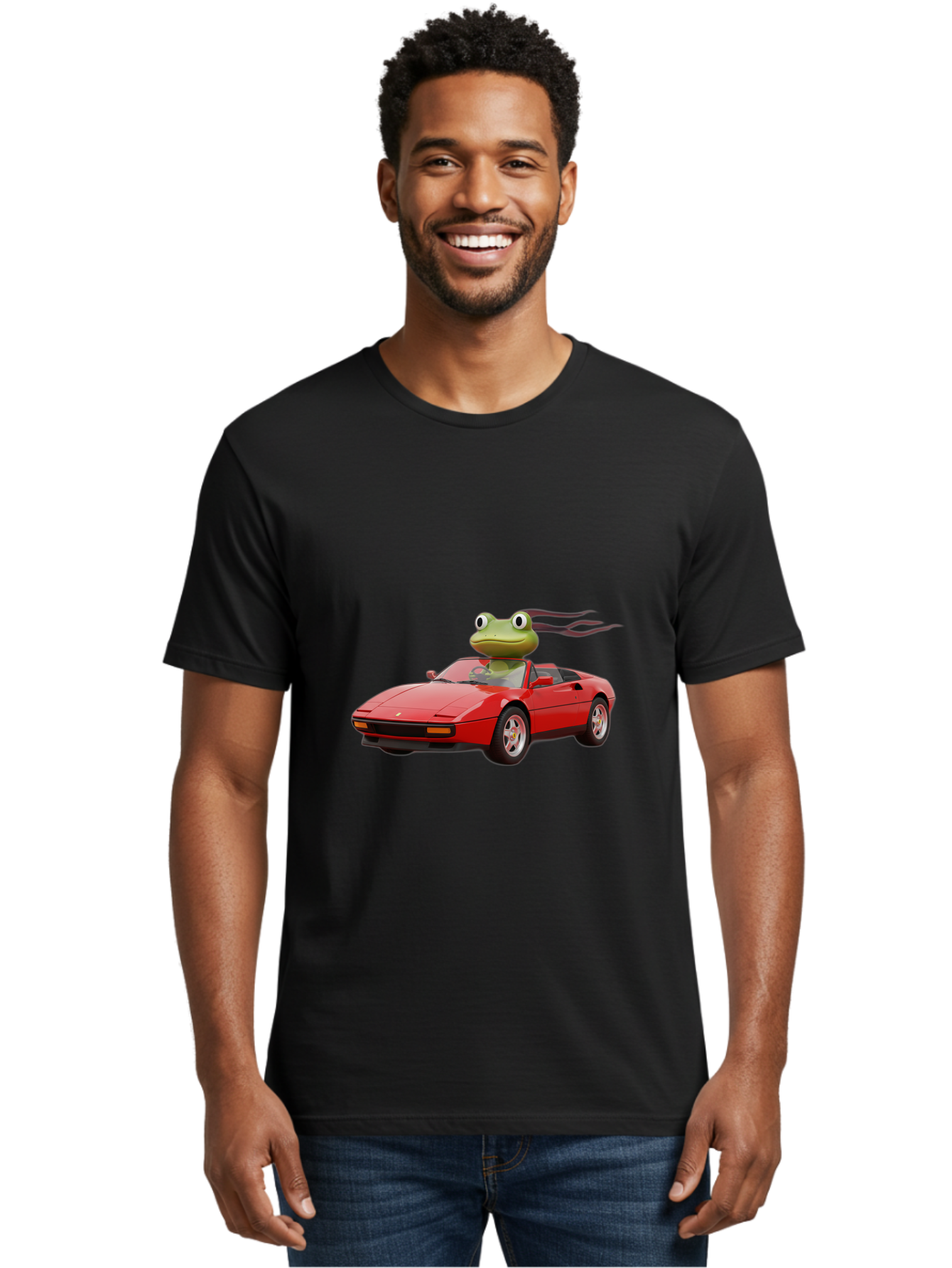Frog-In-Ferrari-2 Men'S Graphic Tee, 100% Cotton, Comfortable Casual Summer Wear, Machine Washable, Vintage Camera, Old Camera, Antique Camera, Black Camera, Classic Photography, Photography Equipment, Nostalgic Device, Film Camera, Camera Art Baf826