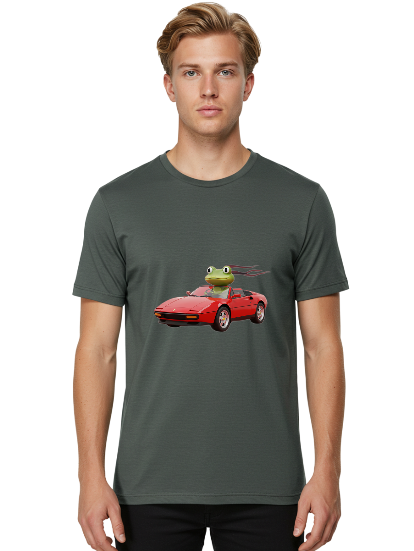 Frog-In-Ferrari-2 Men'S Graphic Tee, 100% Cotton, Comfortable Casual Summer Wear, Machine Washable, Vintage Camera, Old Camera, Antique Camera, Black Camera, Classic Photography, Photography Equipment, Nostalgic Device, Film Camera, Camera Art Baf826