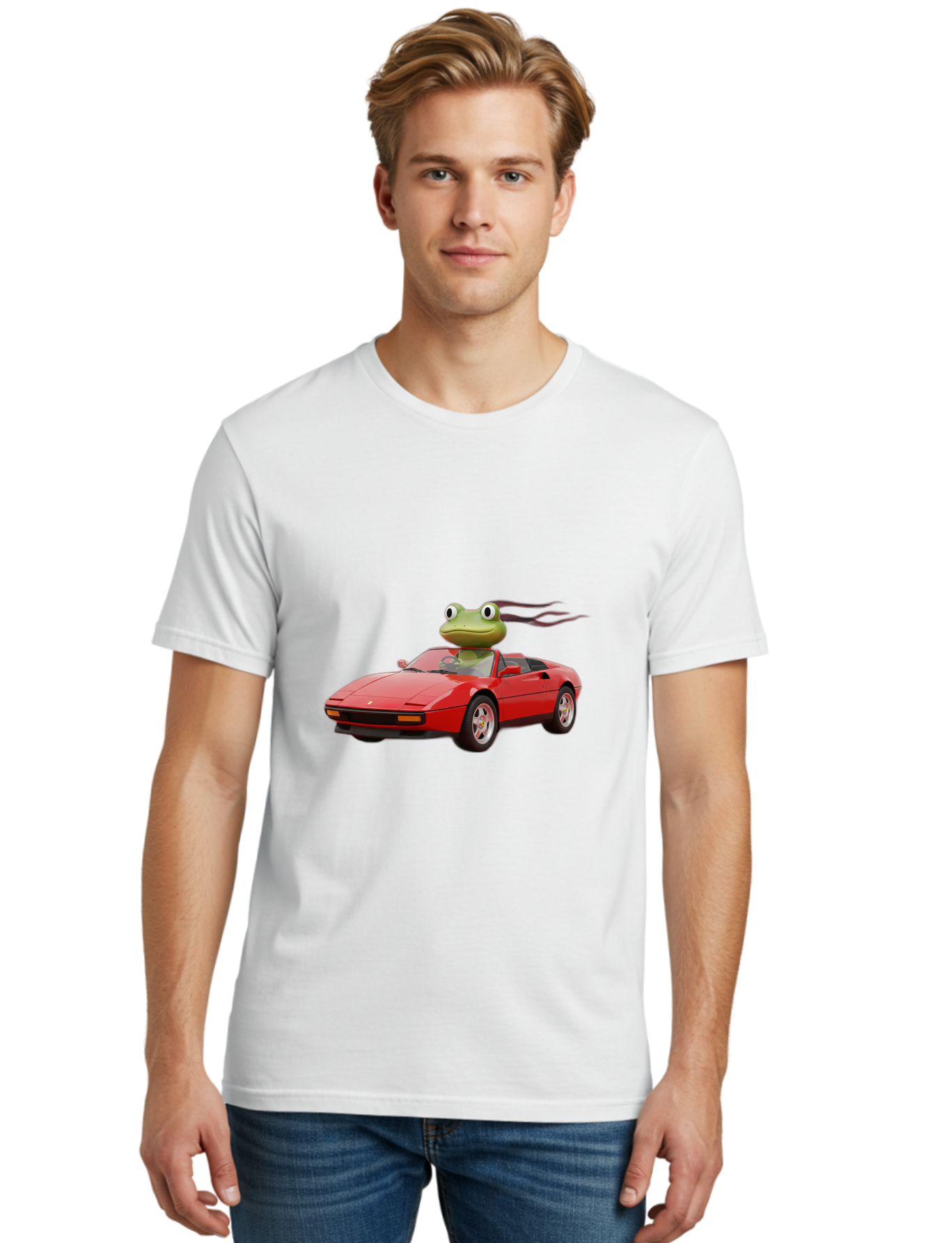 Frog-In-Ferrari-2 Men'S Graphic Tee, 100% Cotton, Comfortable Casual Summer Wear, Machine Washable, Vintage Camera, Old Camera, Antique Camera, Black Camera, Classic Photography, Photography Equipment, Nostalgic Device, Film Camera, Camera Art Baf826