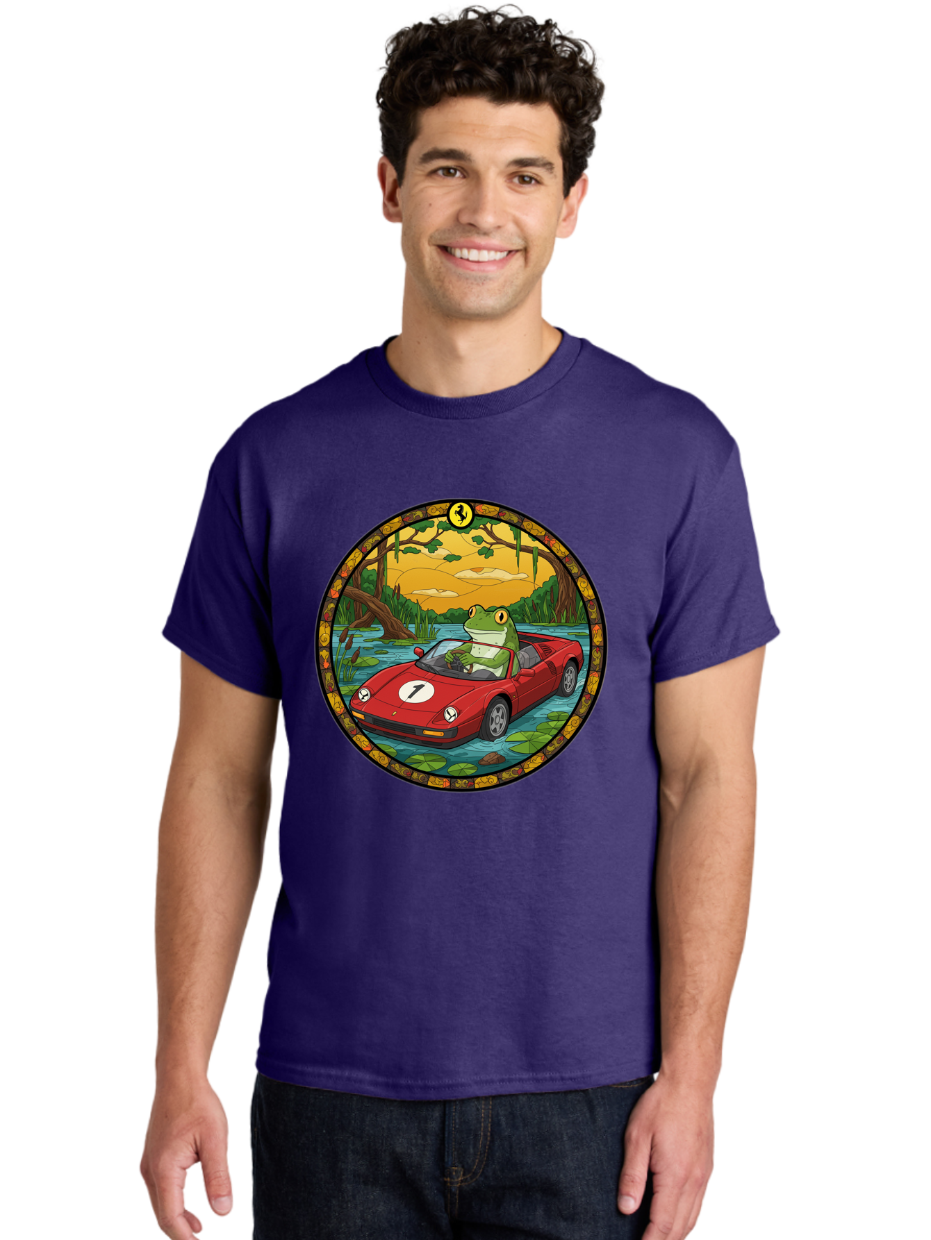 Frog-In-Ferrari-3 Men'S Graphic Tee, 100% Cotton, Comfortable Casual Summer Wear, Machine Washable, Vintage Camera, Old Camera, Antique Camera, Black Camera, Classic Photography, Photography Equipment, Nostalgic Device, Film Camera, Camera Art Baf827