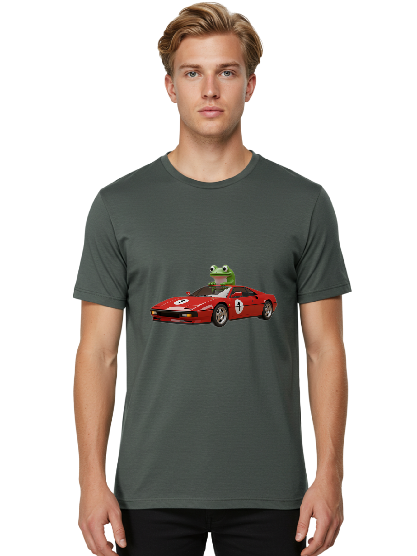 Frog-In-Ferrari-4 Men'S Graphic Tee, 100% Cotton, Comfortable Casual Summer Wear, Machine Washable, Vintage Camera, Old Camera, Antique Camera, Black Camera, Classic Photography, Photography Equipment, Nostalgic Device, Film Camera, Camera Art Baf828