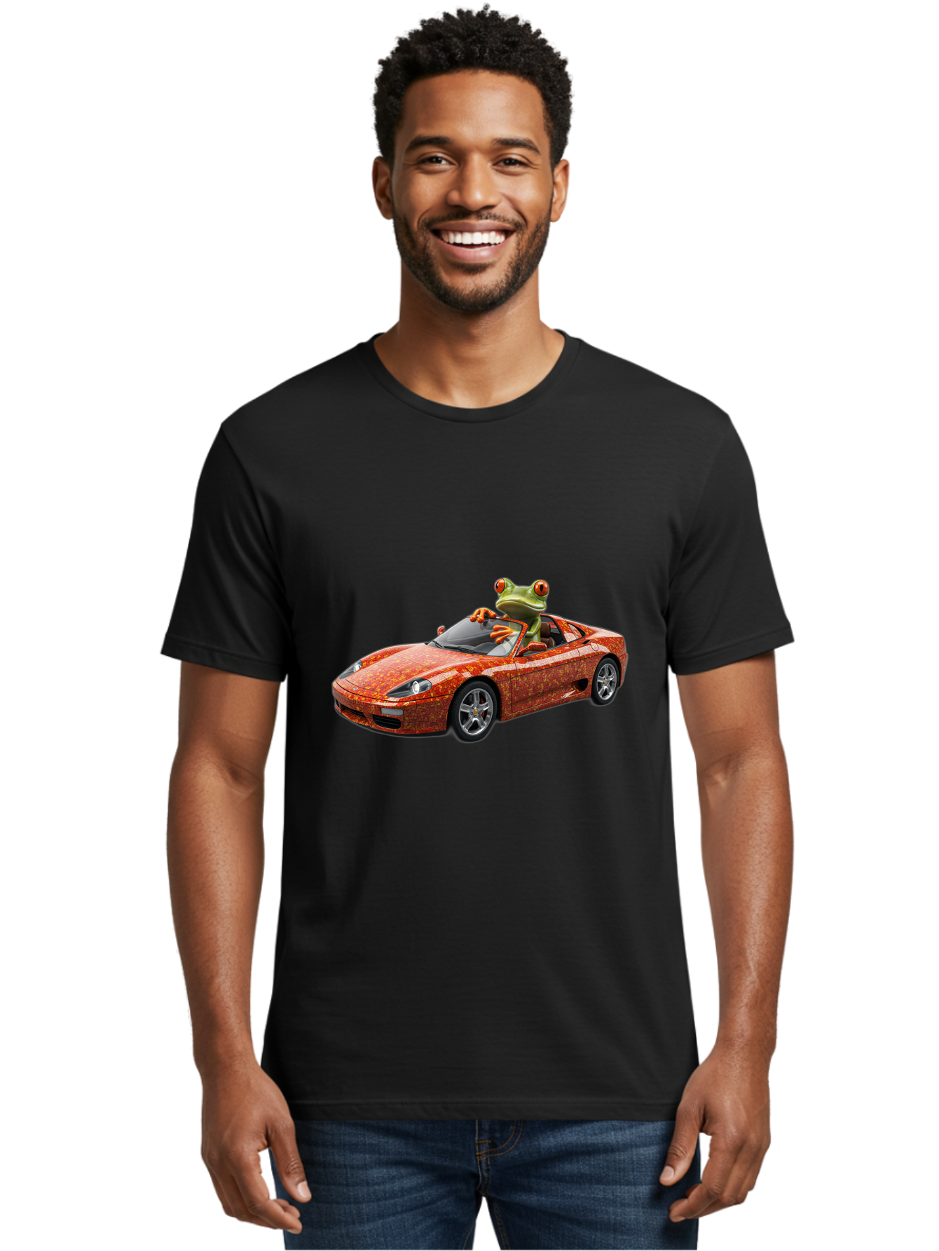 Frog-In-Ferrari-6 Men'S Graphic Tee, 100% Cotton, Comfortable Casual Summer Wear, Machine Washable, Vintage Camera, Old Camera, Antique Camera, Black Camera, Classic Photography, Photography Equipment, Nostalgic Device, Film Camera, Camera Art Baf830