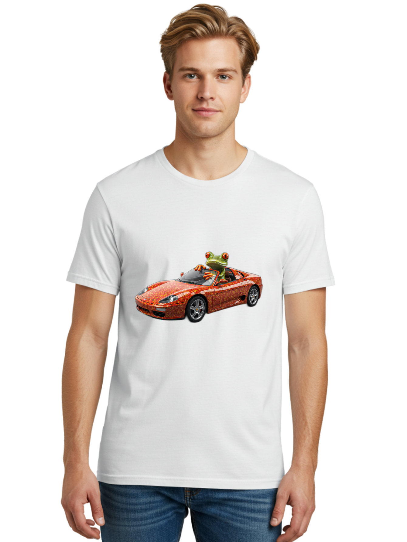 Frog-In-Ferrari-6 Men'S Graphic Tee, 100% Cotton, Comfortable Casual Summer Wear, Machine Washable, Vintage Camera, Old Camera, Antique Camera, Black Camera, Classic Photography, Photography Equipment, Nostalgic Device, Film Camera, Camera Art Baf830