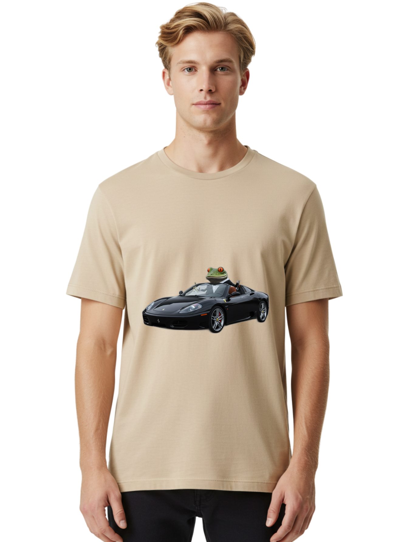 Frog-In-Ferrari-7 Men'S Graphic Tee, 100% Cotton, Comfortable Casual Summer Wear, Machine Washable, Vintage Camera, Old Camera, Antique Camera, Black Camera, Classic Photography, Photography Equipment, Nostalgic Device, Film Camera, Camera Art Baf831
