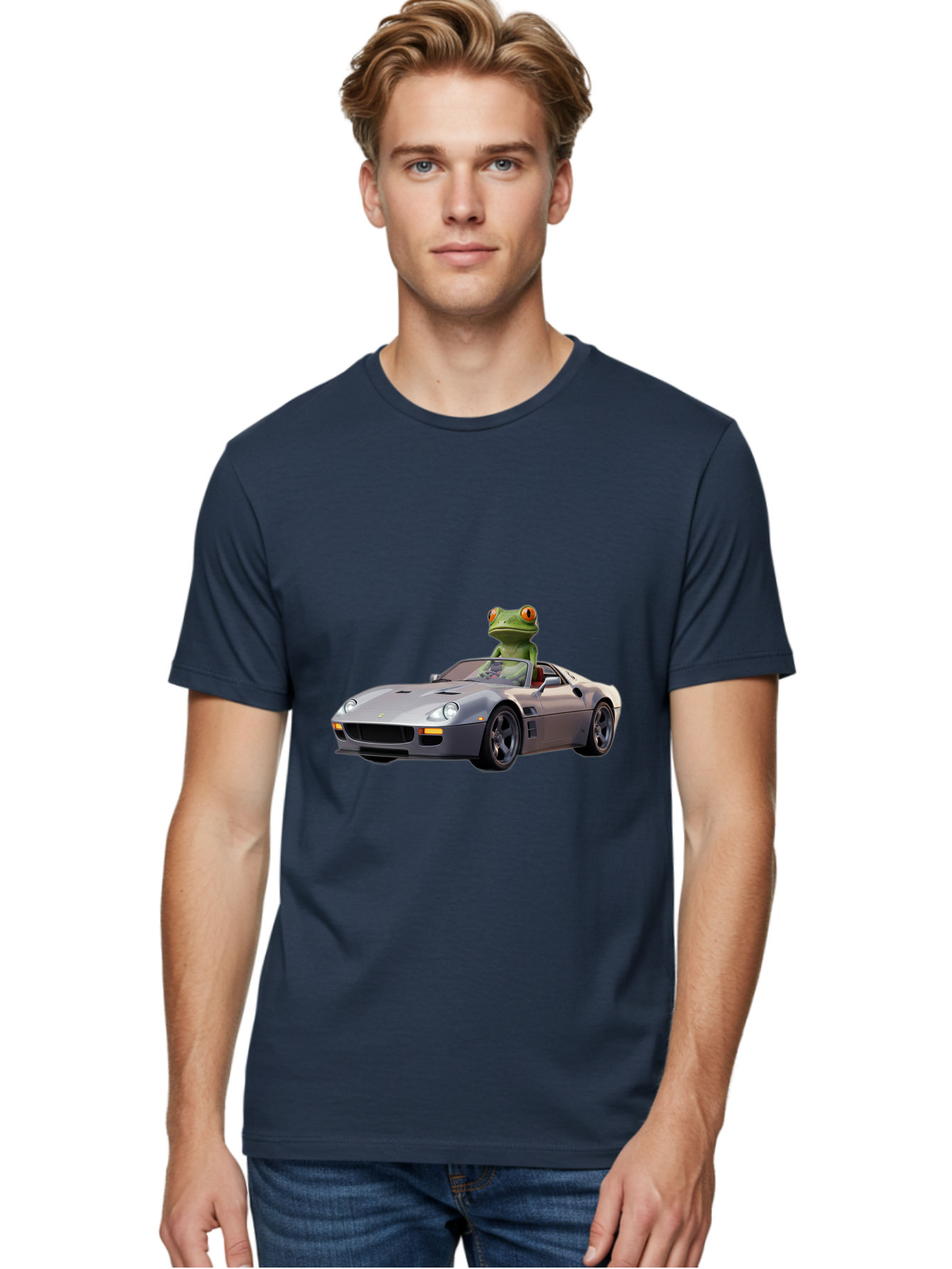 Frog-In-Ferrari-8 Men'S Graphic Tee, 100% Cotton, Comfortable Casual Summer Wear, Machine Washable, Vintage Camera, Old Camera, Antique Camera, Black Camera, Classic Photography, Photography Equipment, Nostalgic Device, Film Camera, Camera Art Baf832