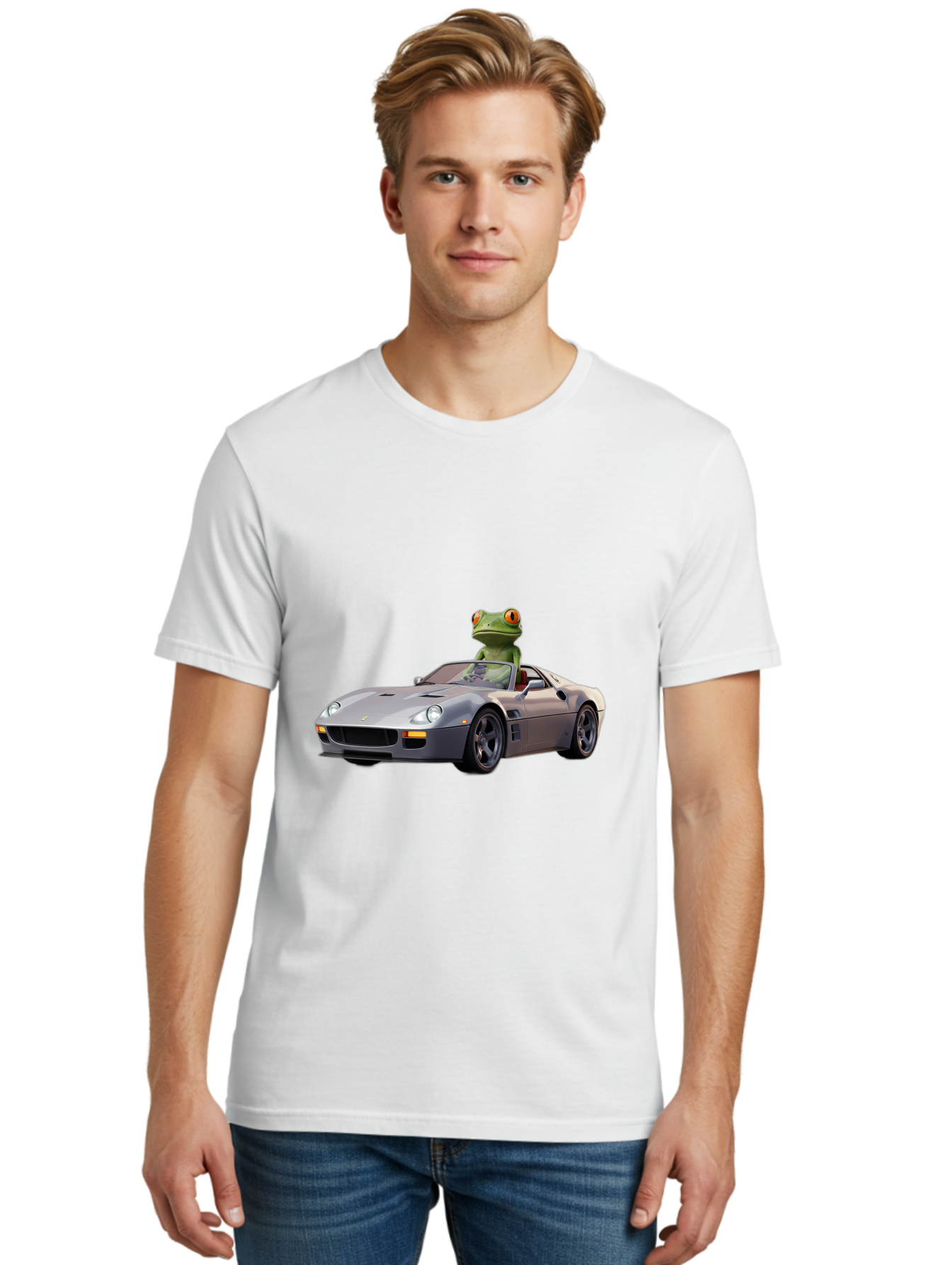 Frog-In-Ferrari-8 Men'S Graphic Tee, 100% Cotton, Comfortable Casual Summer Wear, Machine Washable, Vintage Camera, Old Camera, Antique Camera, Black Camera, Classic Photography, Photography Equipment, Nostalgic Device, Film Camera, Camera Art Baf832