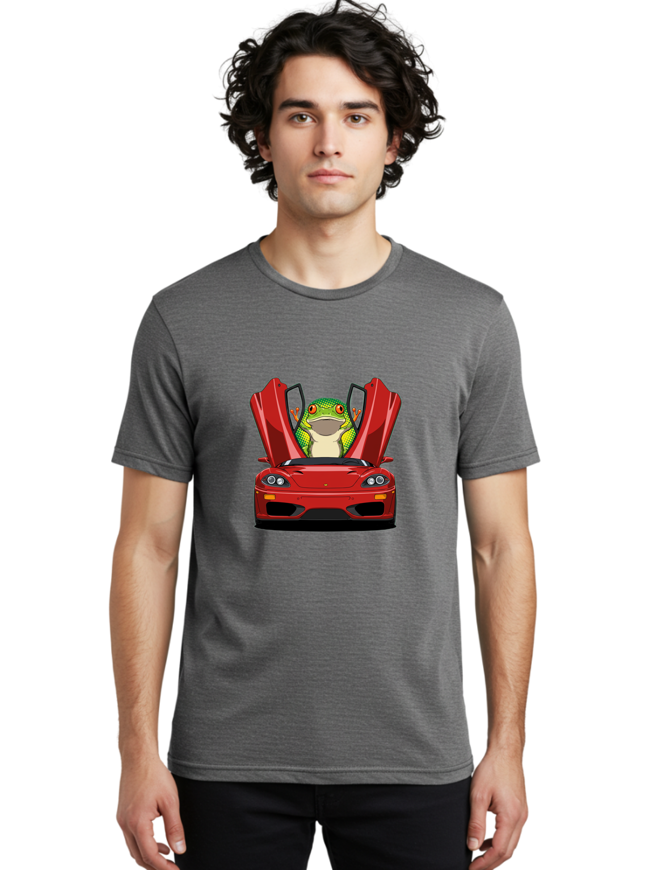 Frog-In-Red-Sports-Car-1 Men'S Graphic Tee, 100% Cotton, Comfortable Casual Summer Wear, Machine Washable, Vintage Camera, Old Camera, Antique Camera, Black Camera, Classic Photography, Photography Equipment, Nostalgic Device, Film Camera, Baf836