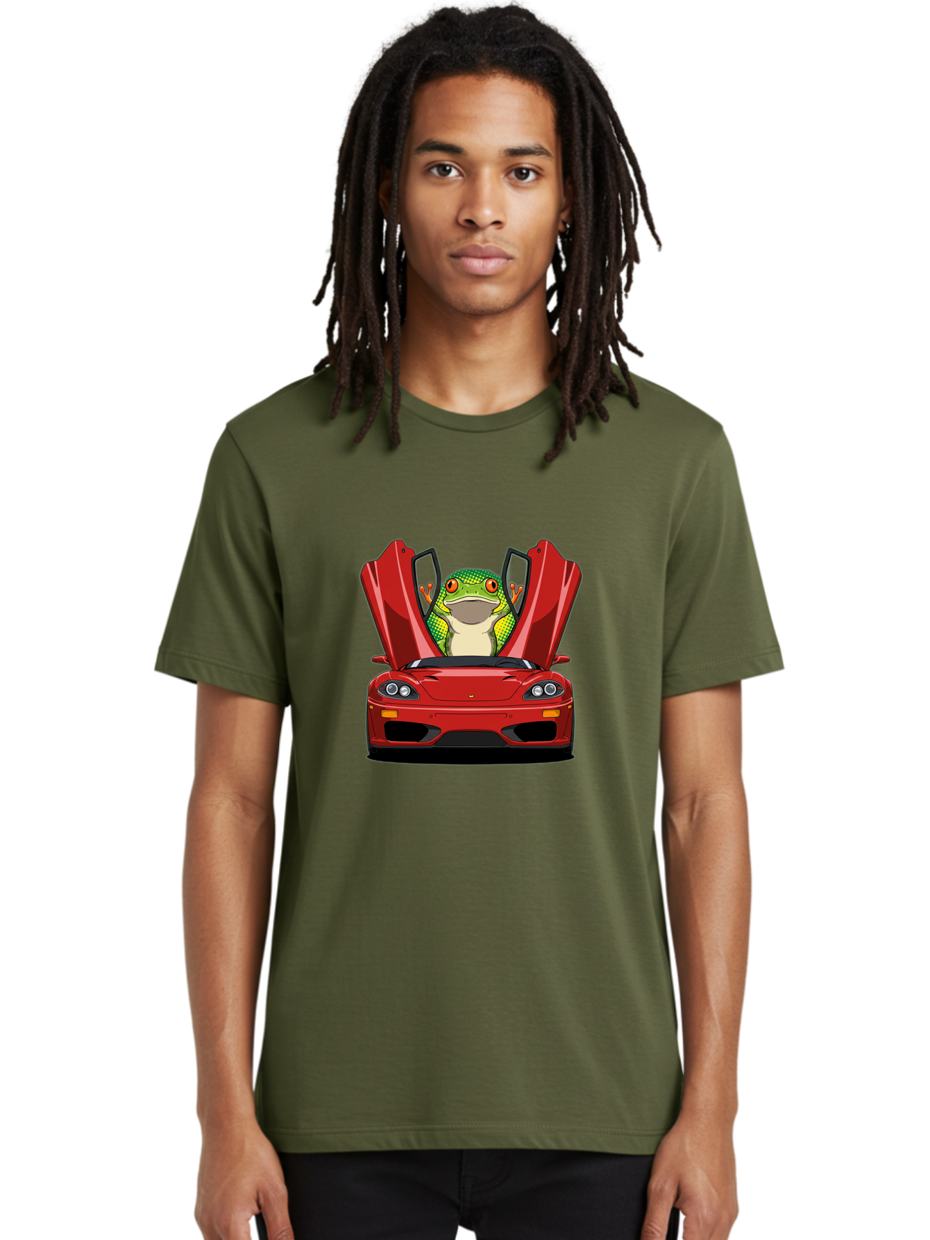 Frog-In-Red-Sports-Car-1 Men'S Graphic Tee, 100% Cotton, Comfortable Casual Summer Wear, Machine Washable, Vintage Camera, Old Camera, Antique Camera, Black Camera, Classic Photography, Photography Equipment, Nostalgic Device, Film Camera, Baf836