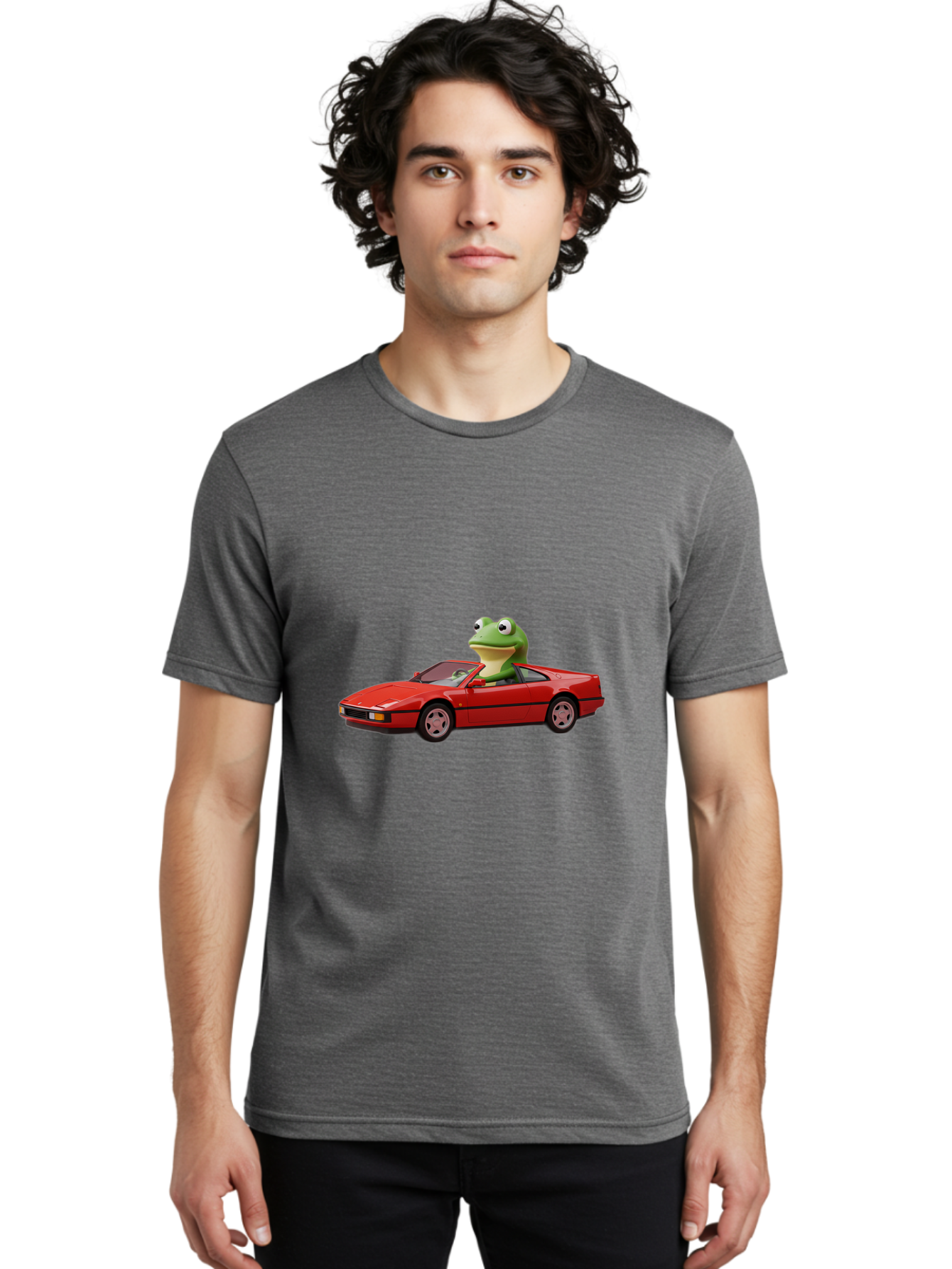Frog-In-Red-Sports-Car-2 Men'S Graphic Tee, 100% Cotton, Comfortable Casual Summer Wear, Machine Washable, Vintage Camera, Old Camera, Antique Camera, Black Camera, Classic Photography, Photography Equipment, Nostalgic Device, Film Camera, Baf837