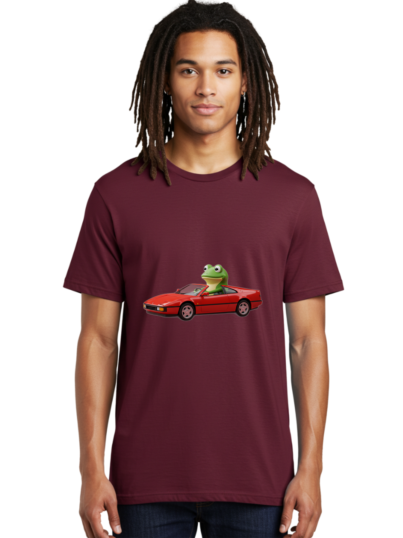 Frog-In-Red-Sports-Car-2 Men'S Graphic Tee, 100% Cotton, Comfortable Casual Summer Wear, Machine Washable, Vintage Camera, Old Camera, Antique Camera, Black Camera, Classic Photography, Photography Equipment, Nostalgic Device, Film Camera, Baf837