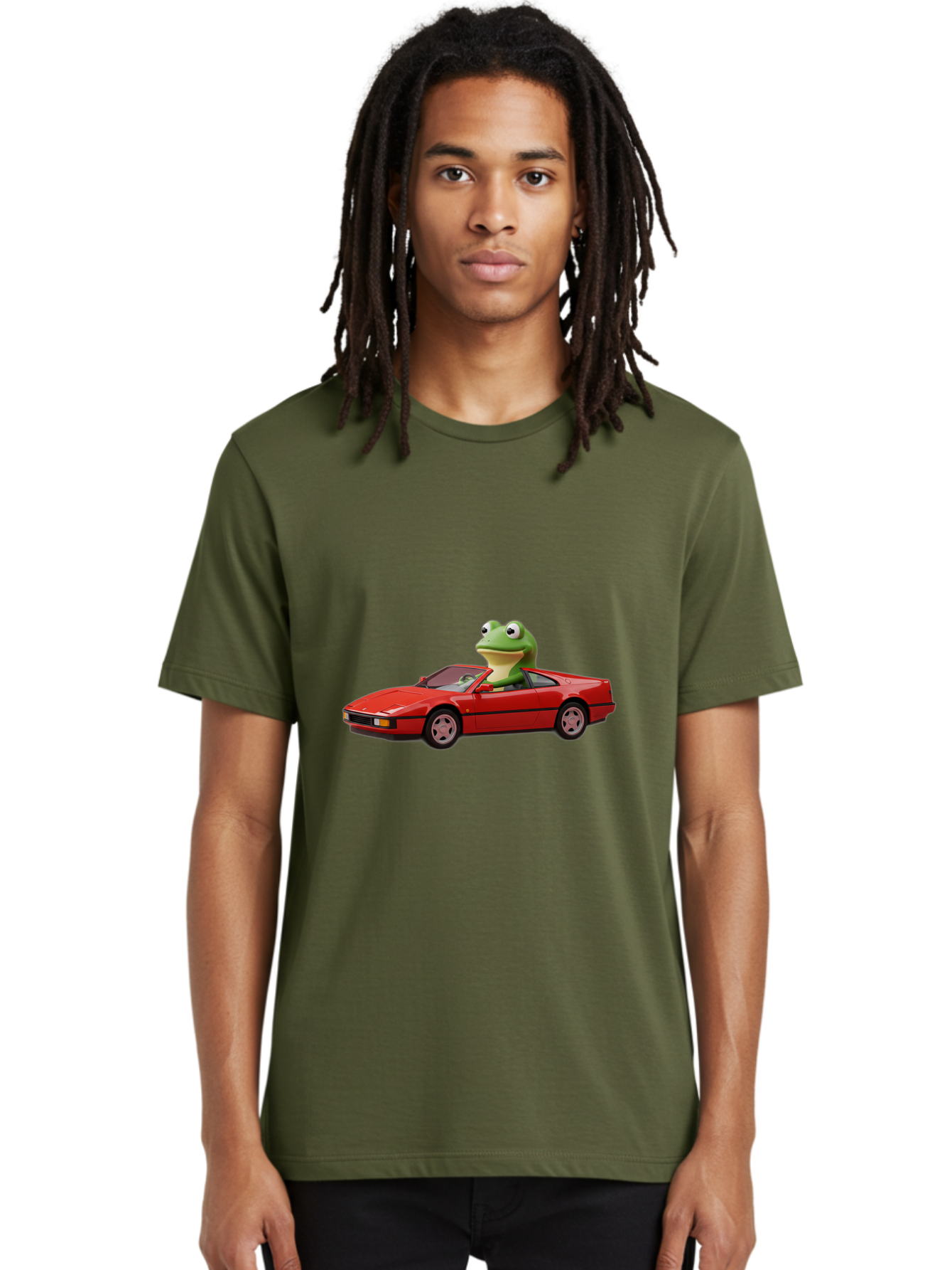 Frog-In-Red-Sports-Car-2 Men'S Graphic Tee, 100% Cotton, Comfortable Casual Summer Wear, Machine Washable, Vintage Camera, Old Camera, Antique Camera, Black Camera, Classic Photography, Photography Equipment, Nostalgic Device, Film Camera, Baf837