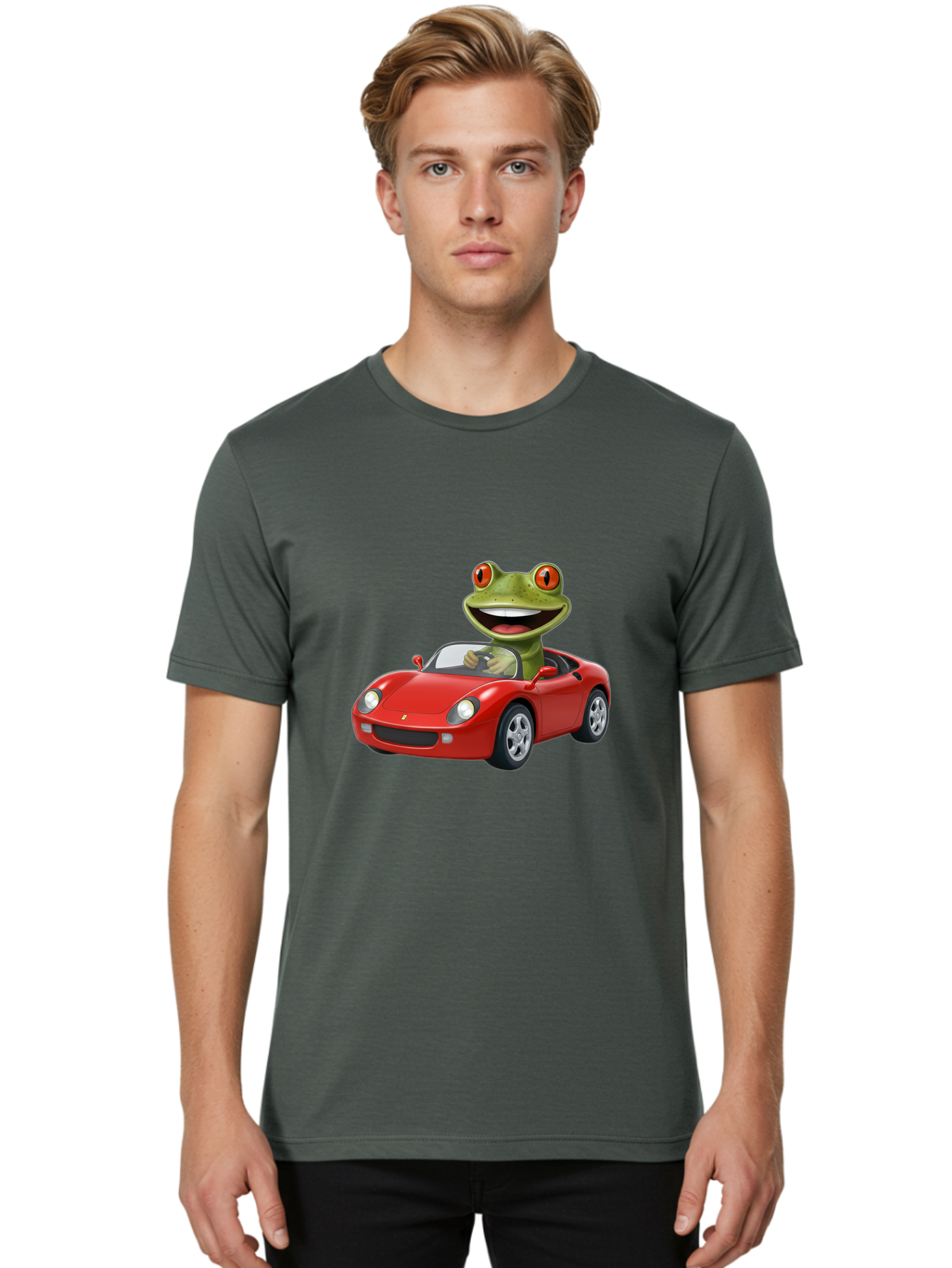 Frog-In-Red-Sports-Car Men'S Graphic Tee, 100% Cotton, Comfortable Casual Summer Wear, Machine Washable, Vintage Camera, Old Camera, Antique Camera, Black Camera, Classic Photography, Photography Equipment, Nostalgic Device, Film Camera, Baf838