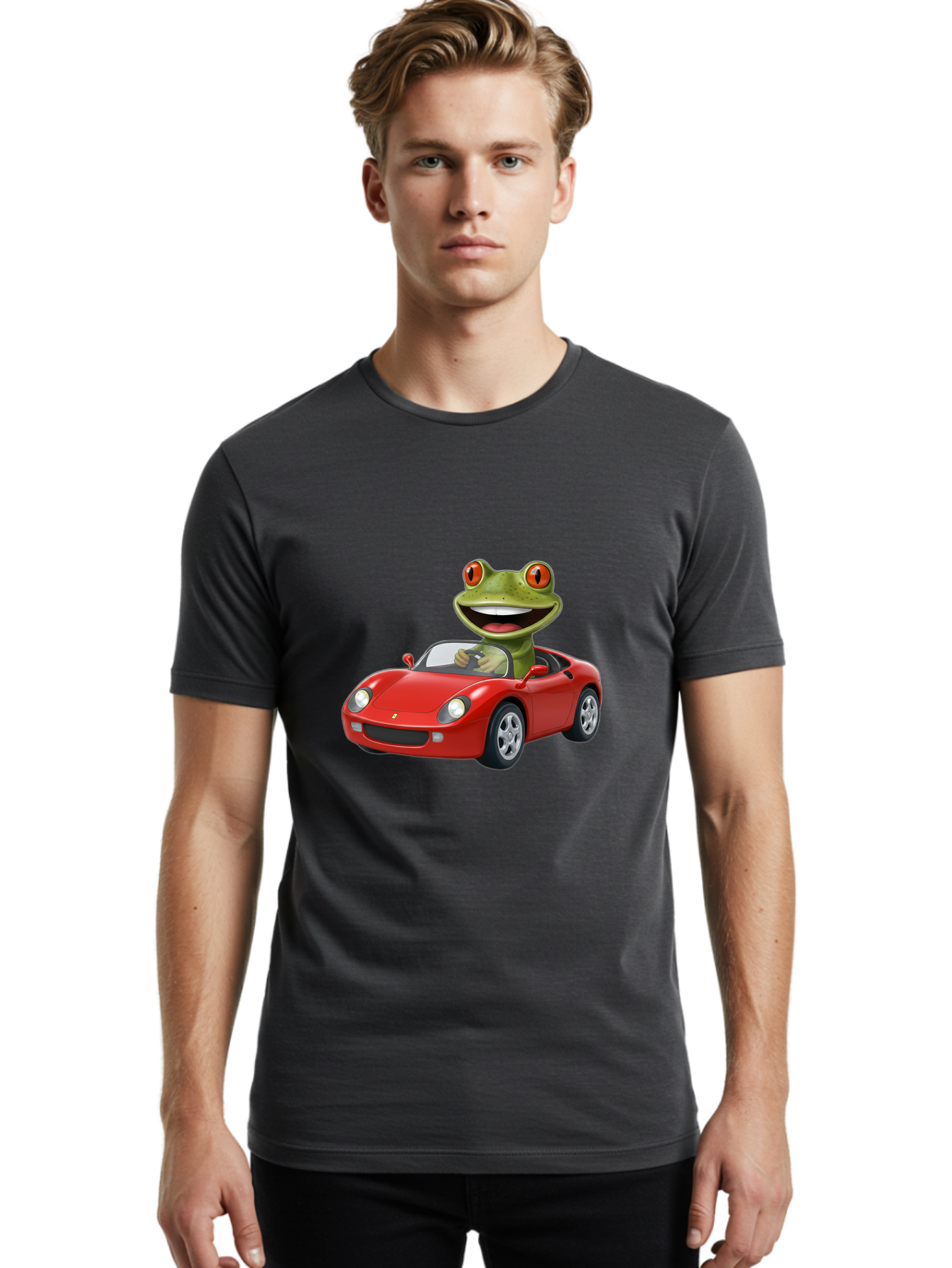 Frog-In-Red-Sports-Car Men'S Graphic Tee, 100% Cotton, Comfortable Casual Summer Wear, Machine Washable, Vintage Camera, Old Camera, Antique Camera, Black Camera, Classic Photography, Photography Equipment, Nostalgic Device, Film Camera, Baf838