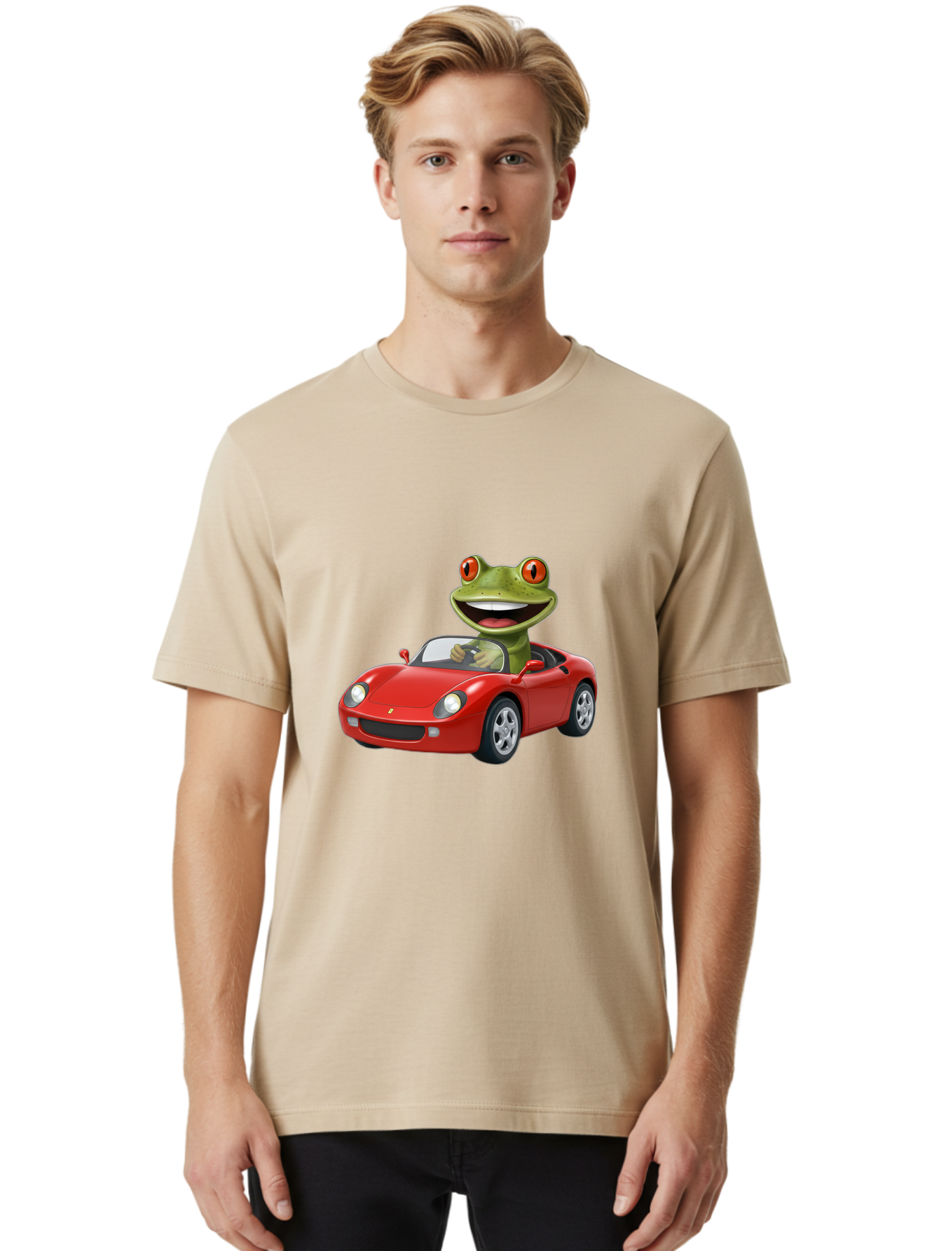 Frog-In-Red-Sports-Car Men'S Graphic Tee, 100% Cotton, Comfortable Casual Summer Wear, Machine Washable, Vintage Camera, Old Camera, Antique Camera, Black Camera, Classic Photography, Photography Equipment, Nostalgic Device, Film Camera, Baf838