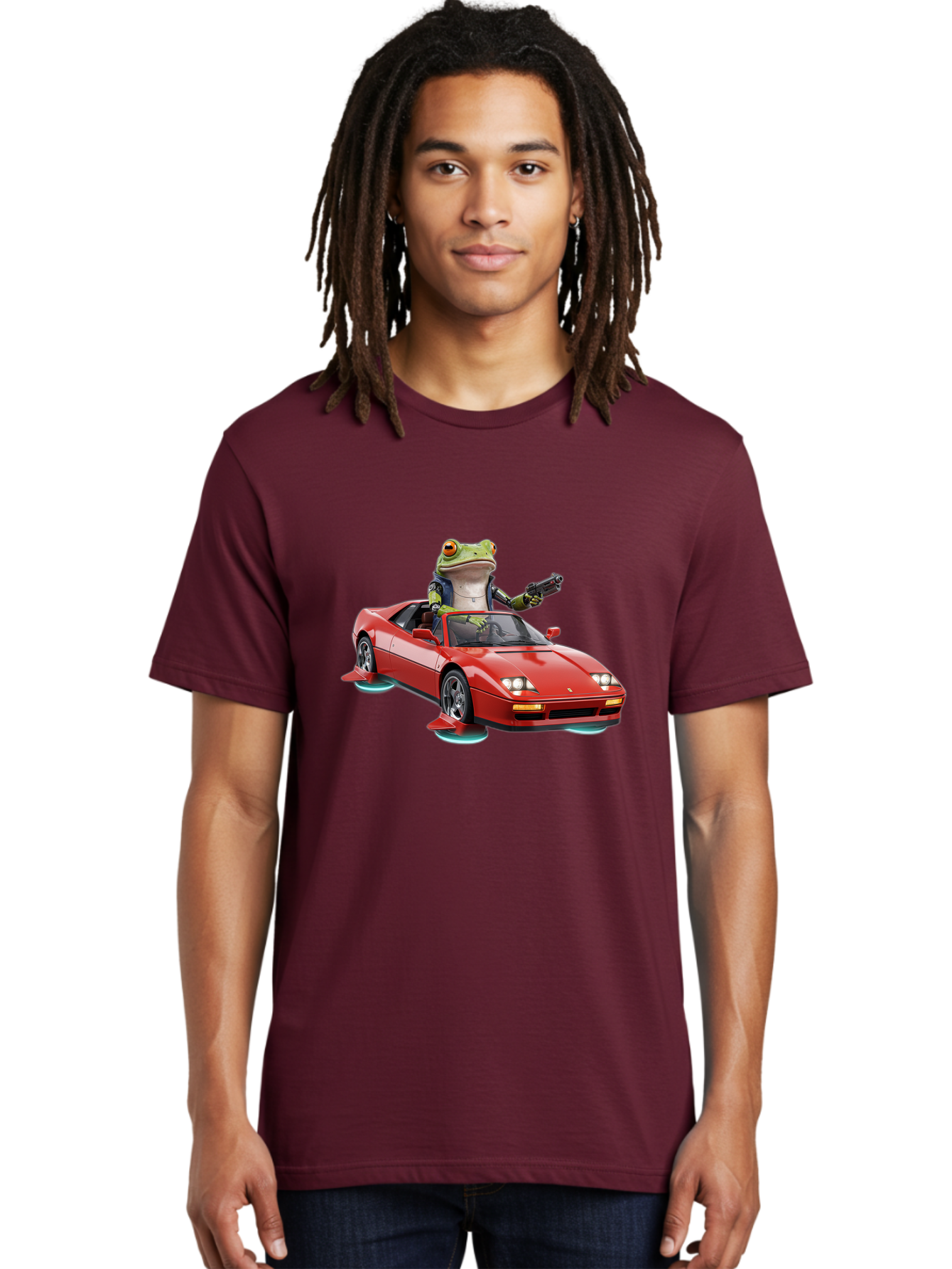 Frog-With-Gun-In-Ferrari Men'S Graphic Tee, 100% Cotton, Comfortable Casual Summer Wear, Machine Washable, Vintage Camera, Old Camera, Antique Camera, Black Camera, Classic Photography, Photography Equipment, Nostalgic Device, Film Camera, Baf847