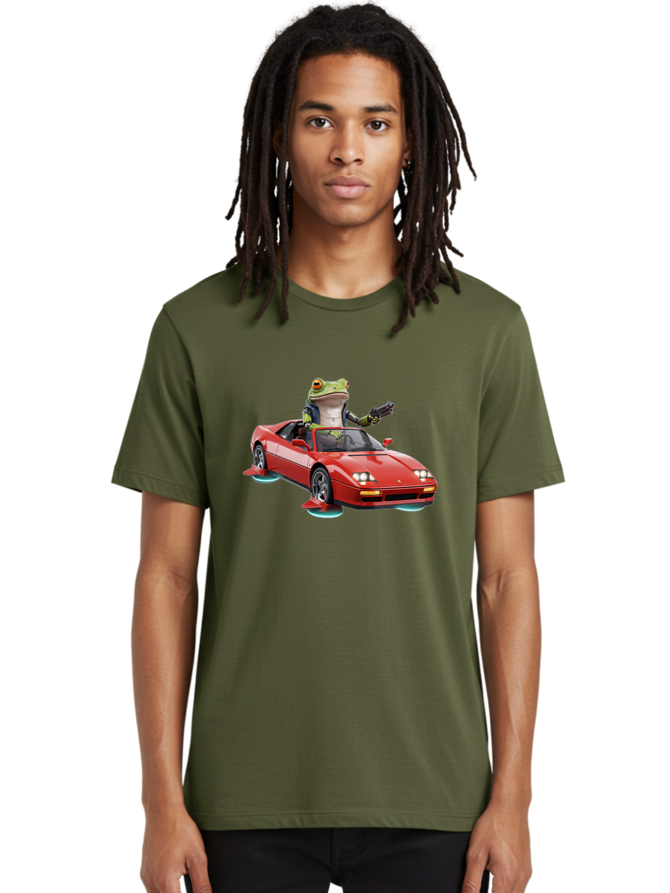 Frog-With-Gun-In-Ferrari Men'S Graphic Tee, 100% Cotton, Comfortable Casual Summer Wear, Machine Washable, Vintage Camera, Old Camera, Antique Camera, Black Camera, Classic Photography, Photography Equipment, Nostalgic Device, Film Camera, Baf847