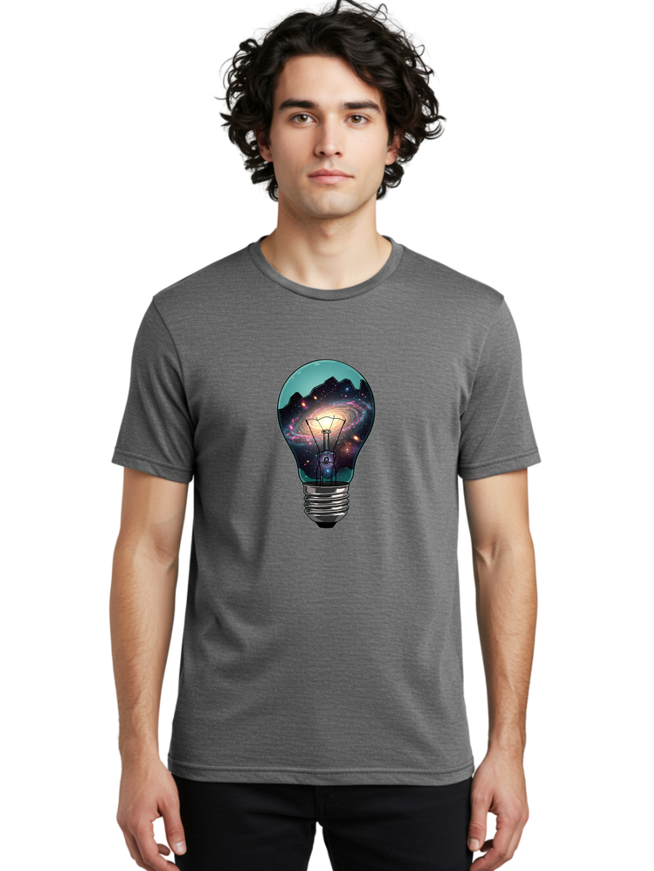Galaxy-Light-Bulb Men'S Graphic Tee, 100% Cotton, Comfortable Casual Summer Wear, Machine Washable, Vintage Camera, Old Camera, Antique Camera, Black Camera, Classic Photography, Photography Equipment, Nostalgic Device, Film Camera, Camera Art Baf851